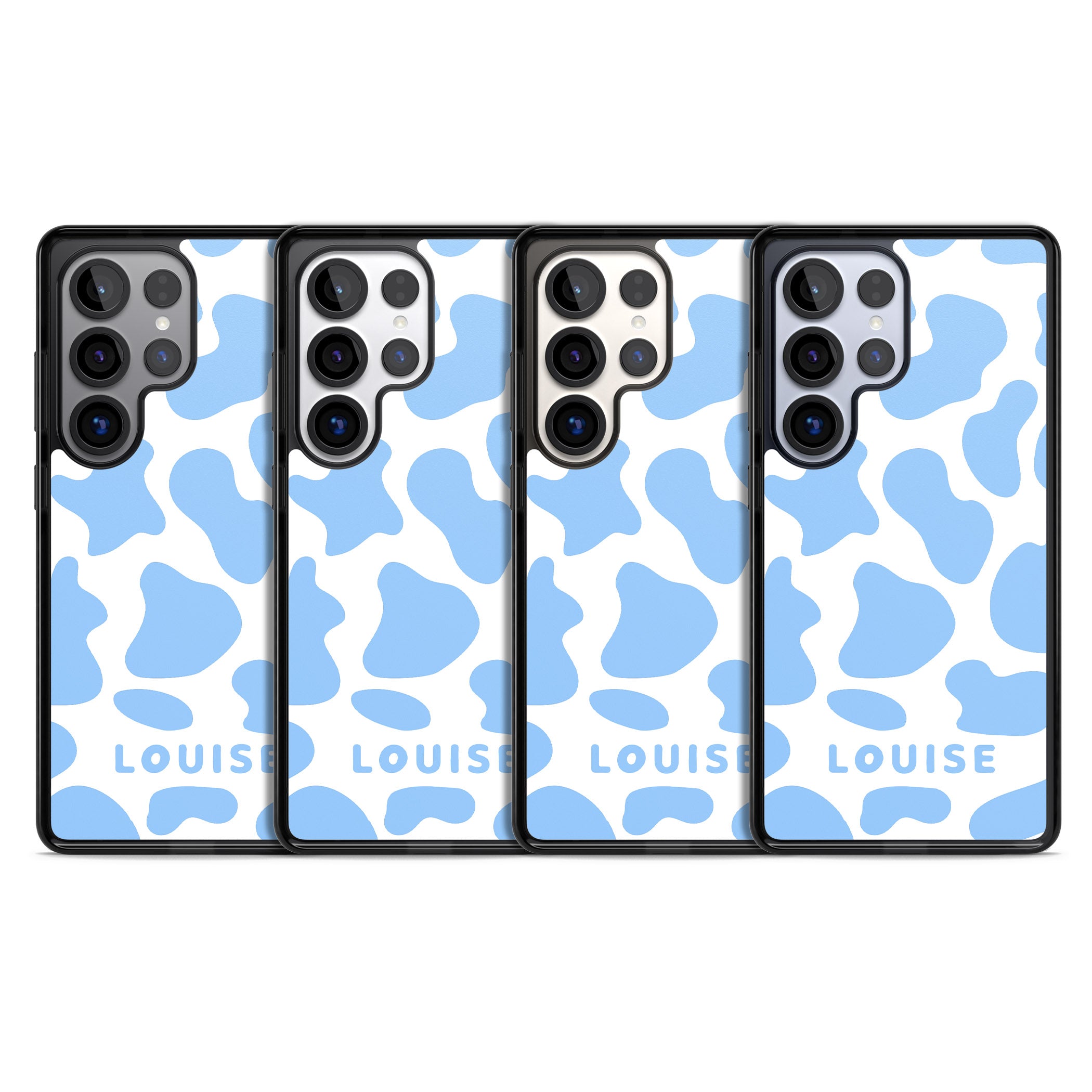 Personalised Blue And White Cow Print