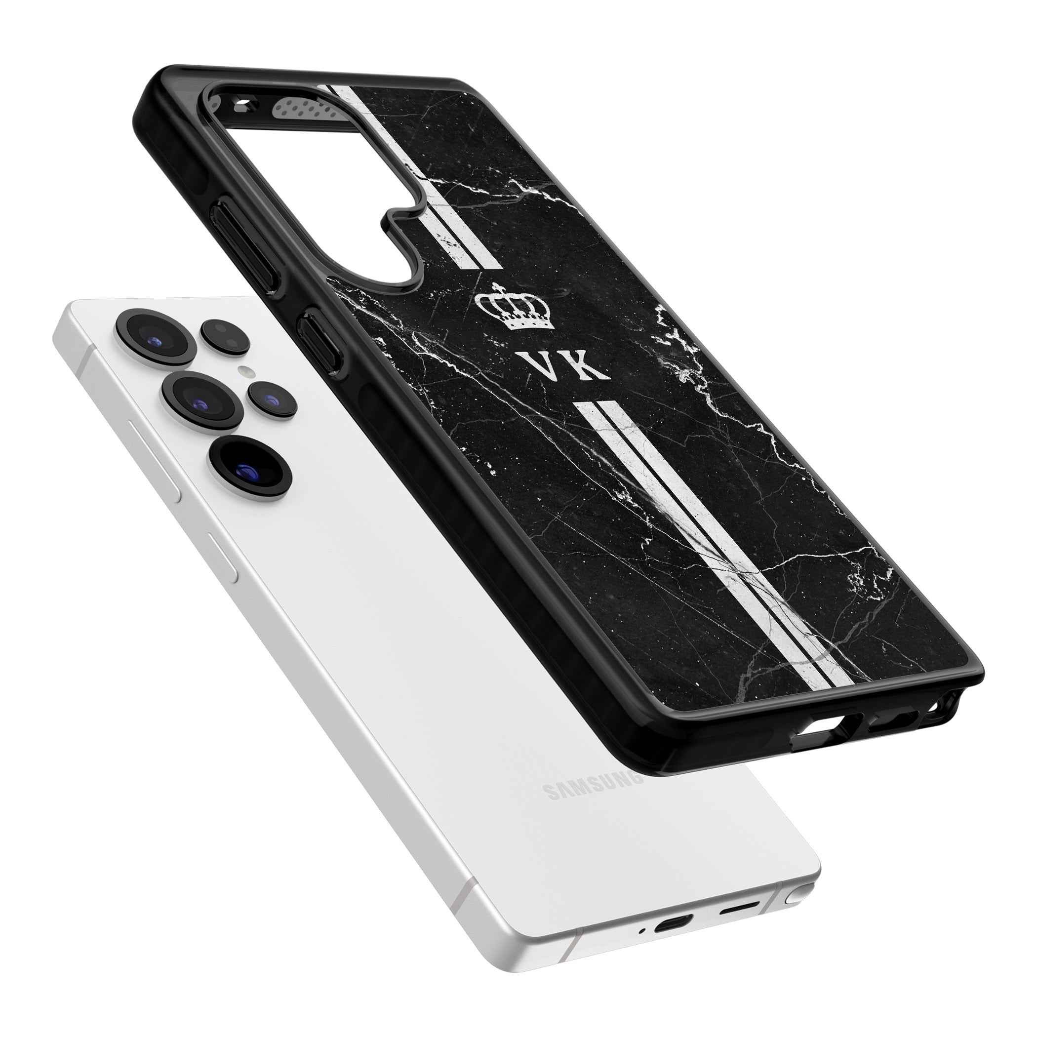 Personalised Black Marble Stripe Initials