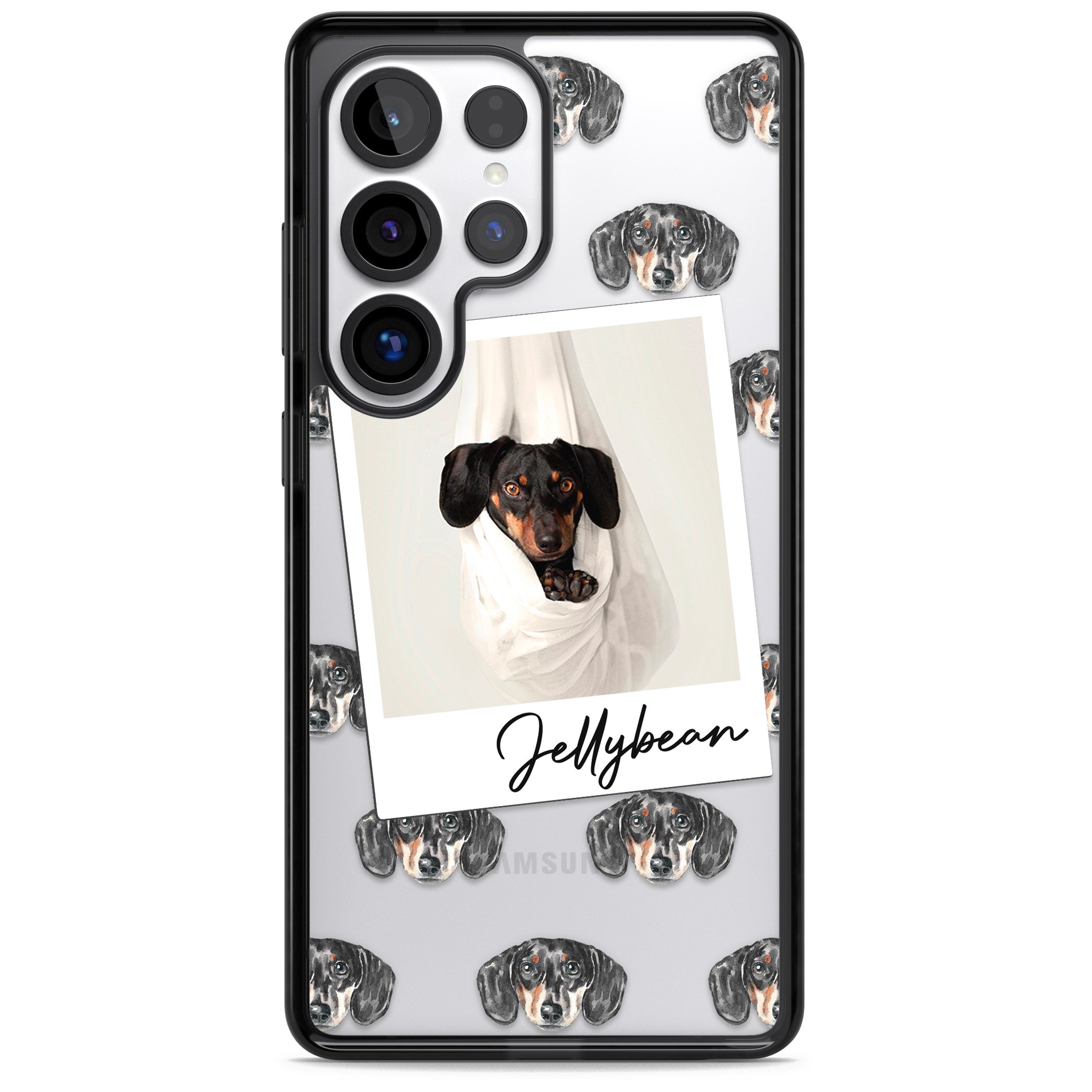 Personalised Black Dachshund Instant Camera Photo