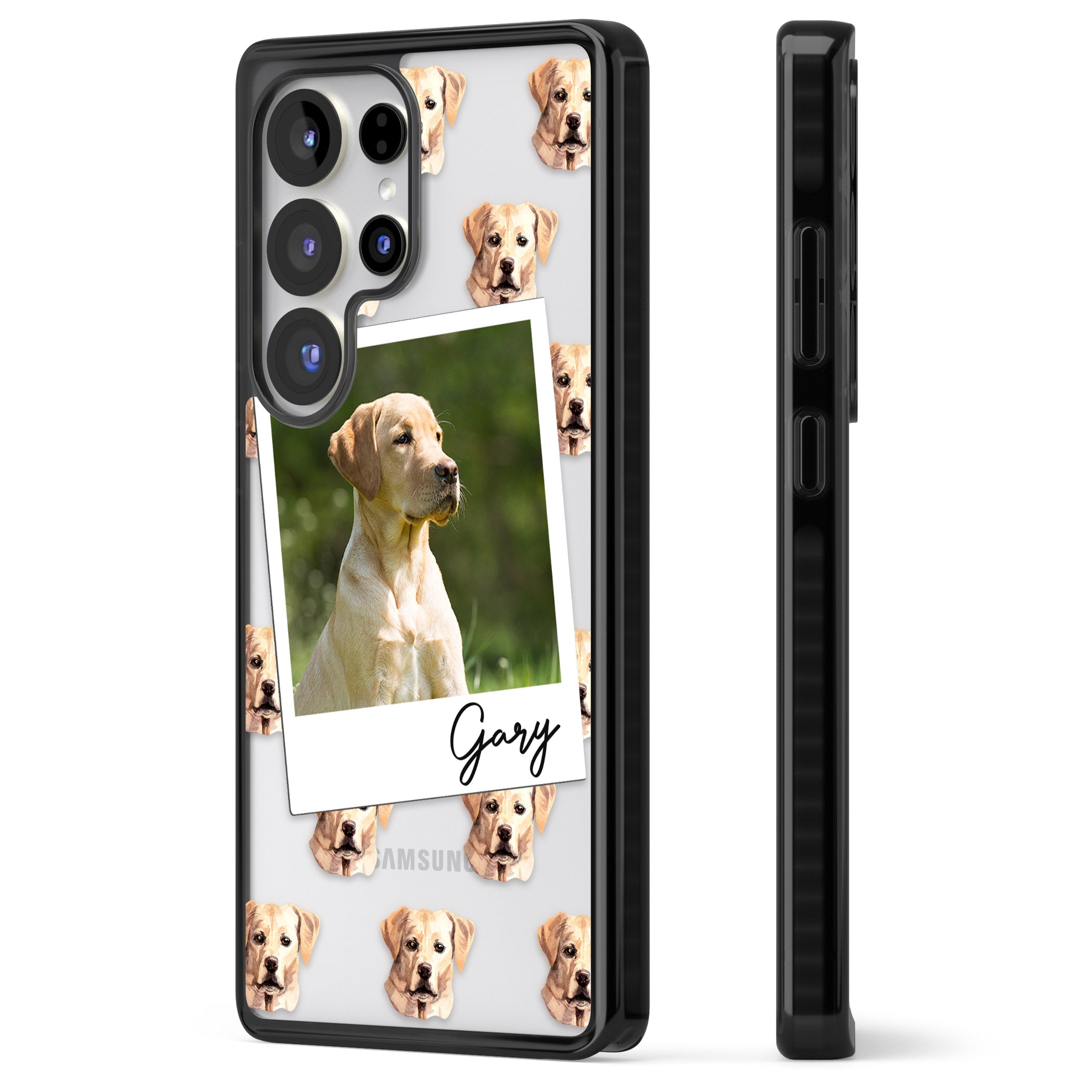 Personalised Tan Black Labrador Instant Camera Photo