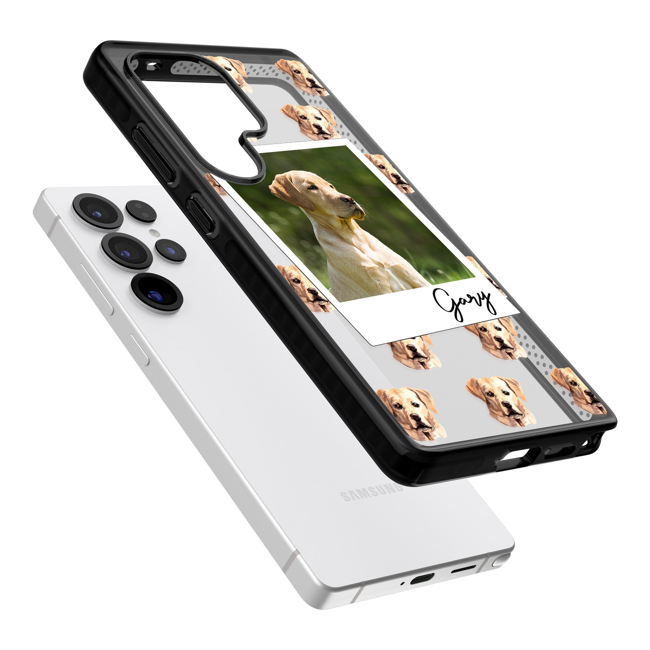 Personalised Tan Black Labrador Instant Camera Photo