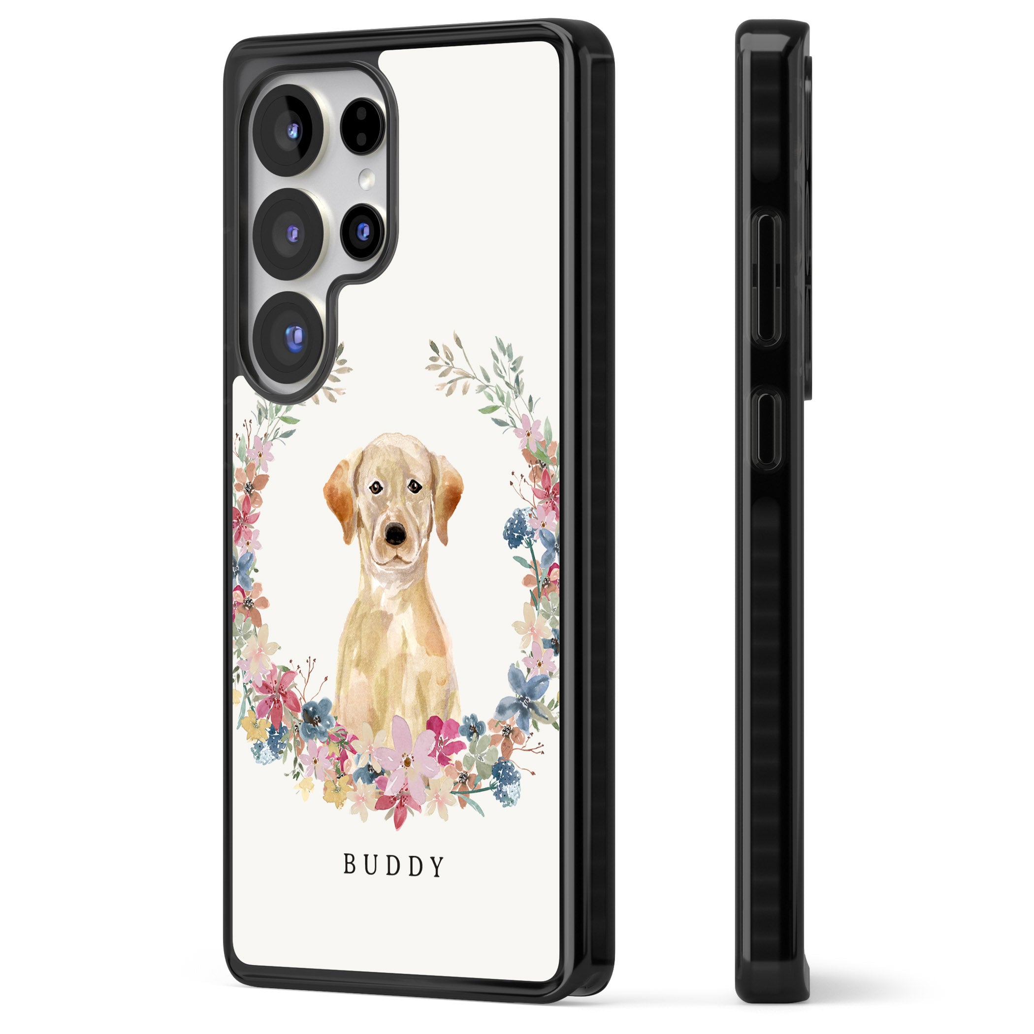 Personalised Yellow Labrador Retriever Floral Portrait