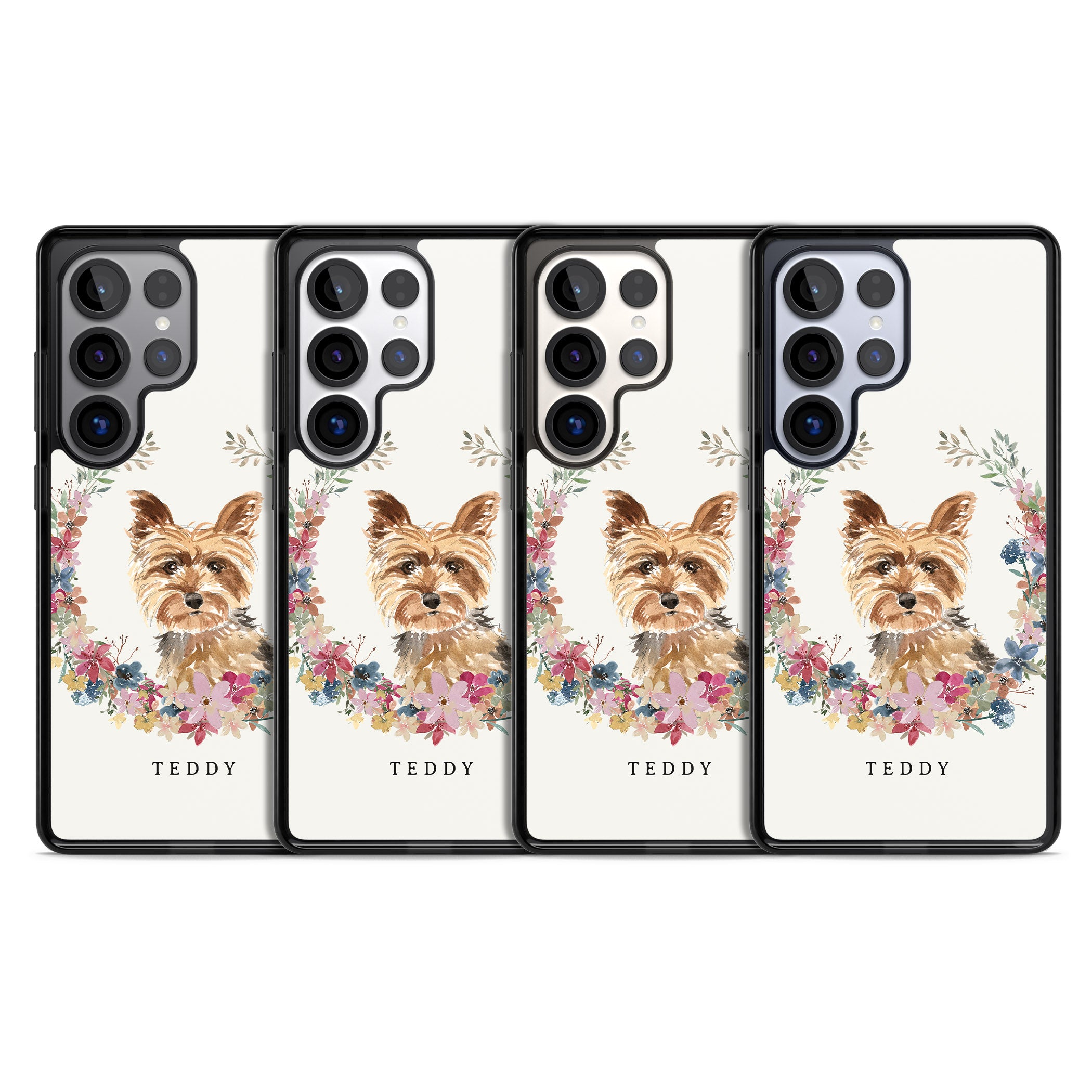 Personalised Yorkshire Terrier Floral Portrait