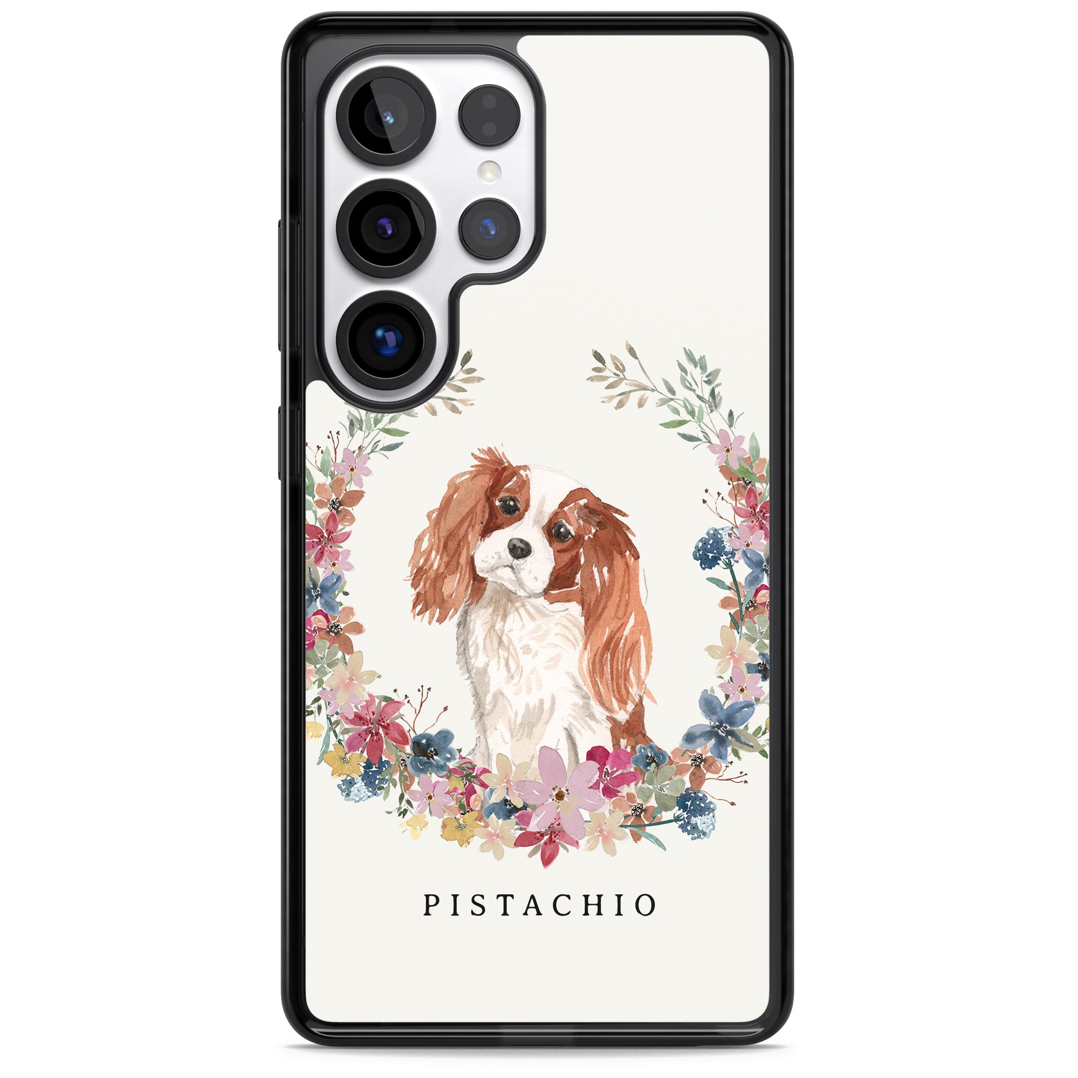 Personalised Cavalier King Charles Floral Portrait