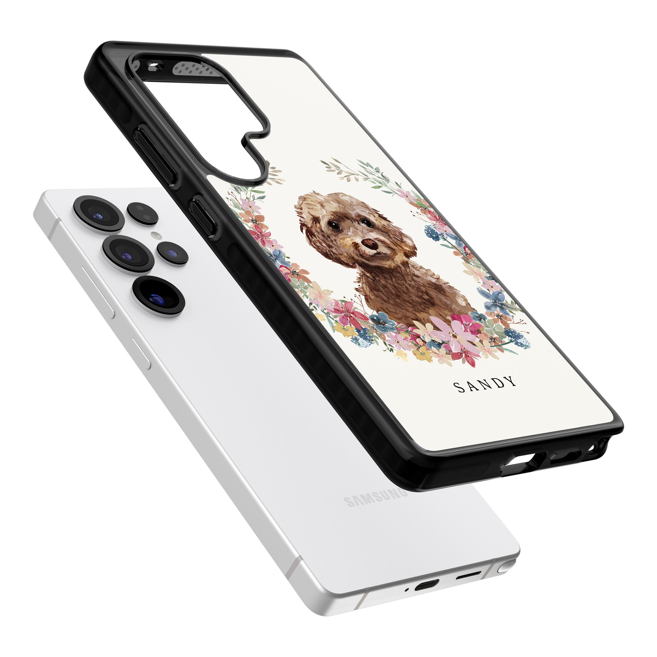 Personalised Brown Cockapoo Floral Portrait