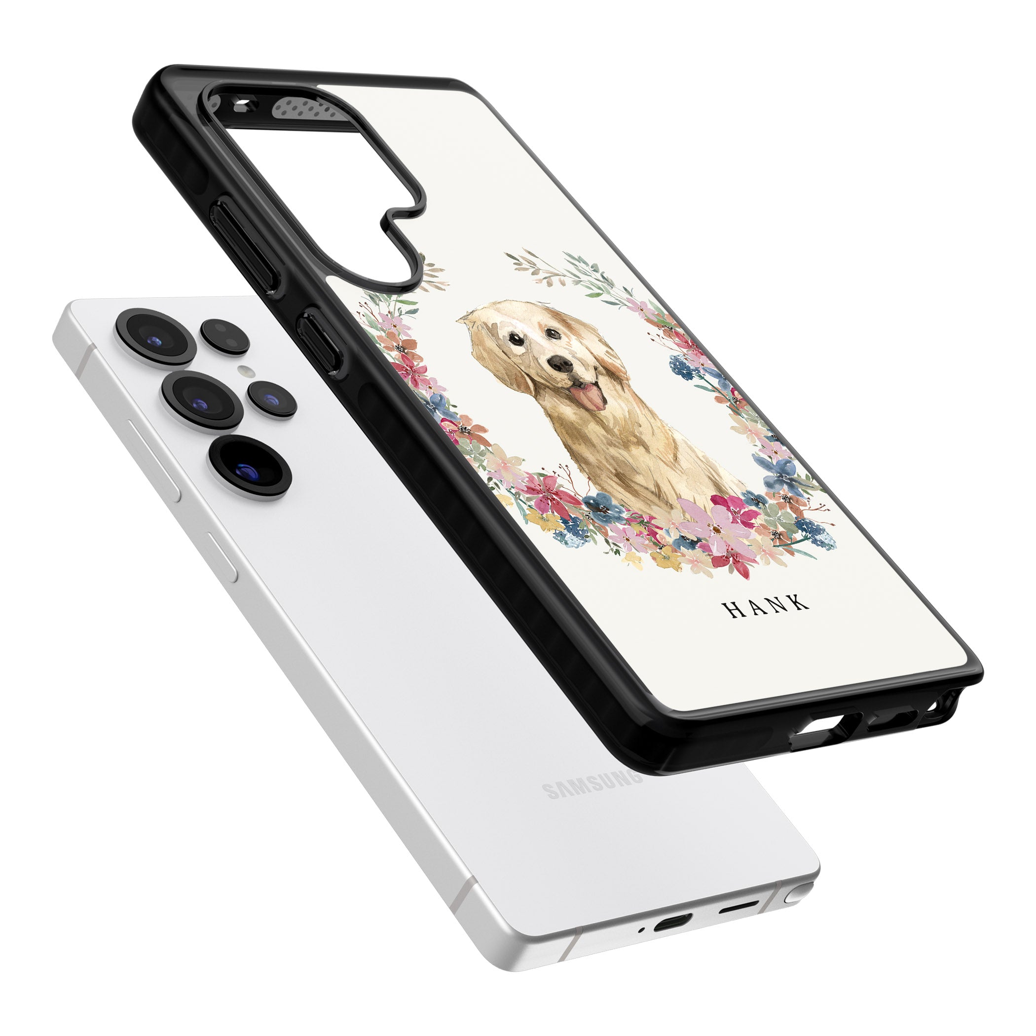 Personalised Golden Retriever Floral Portrait