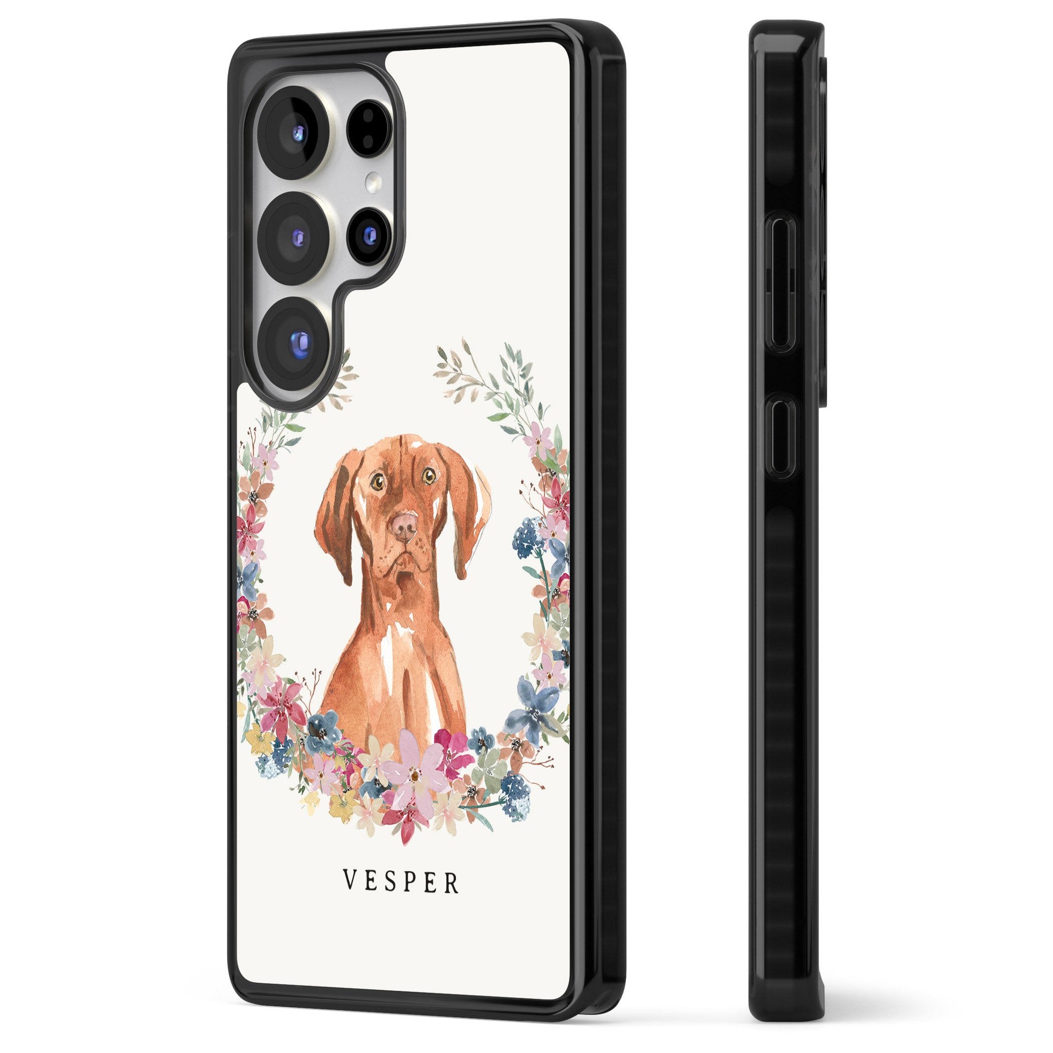 Personalised Hungarian Vizsla Floral Portrait