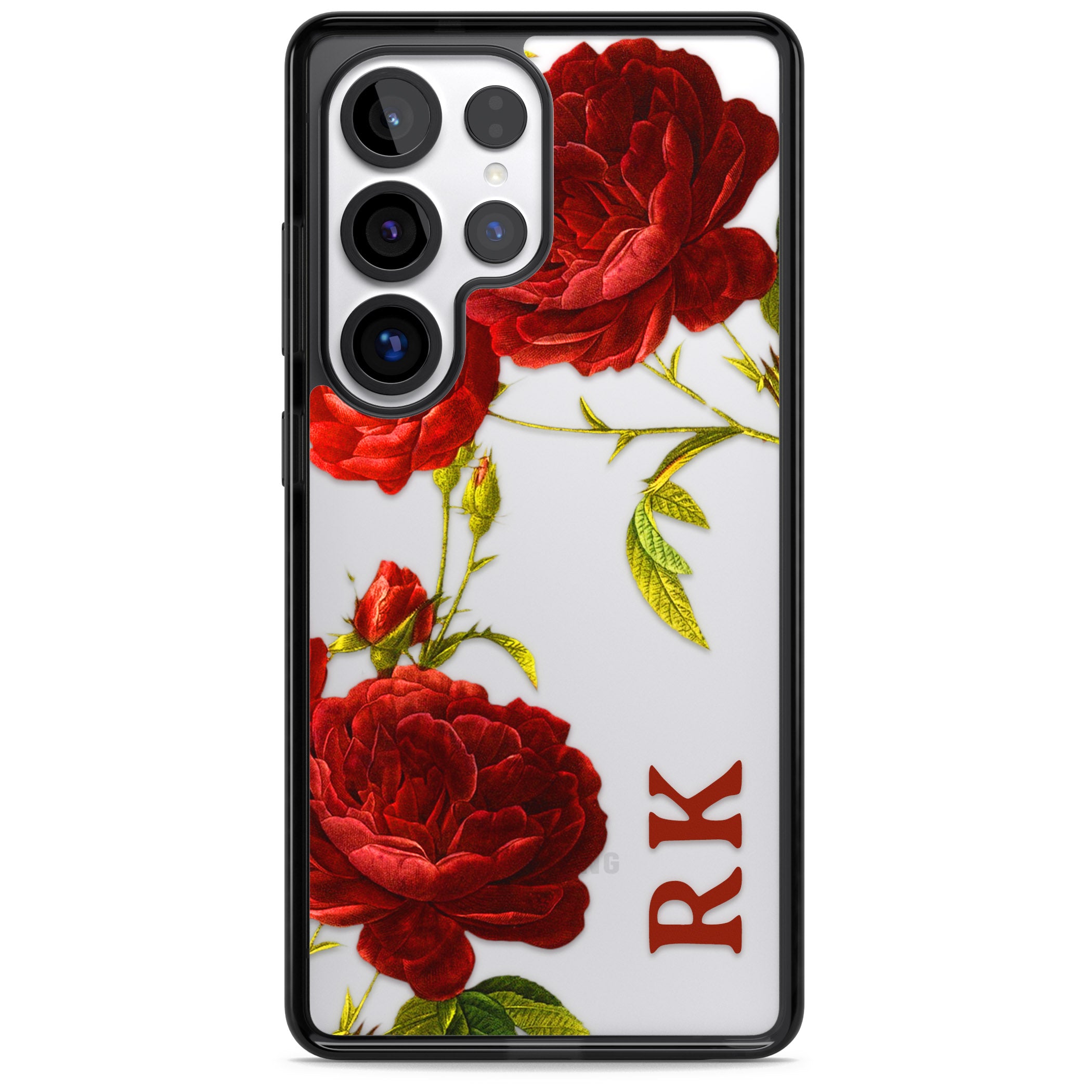 Personalised Vintage Floral Red Roses