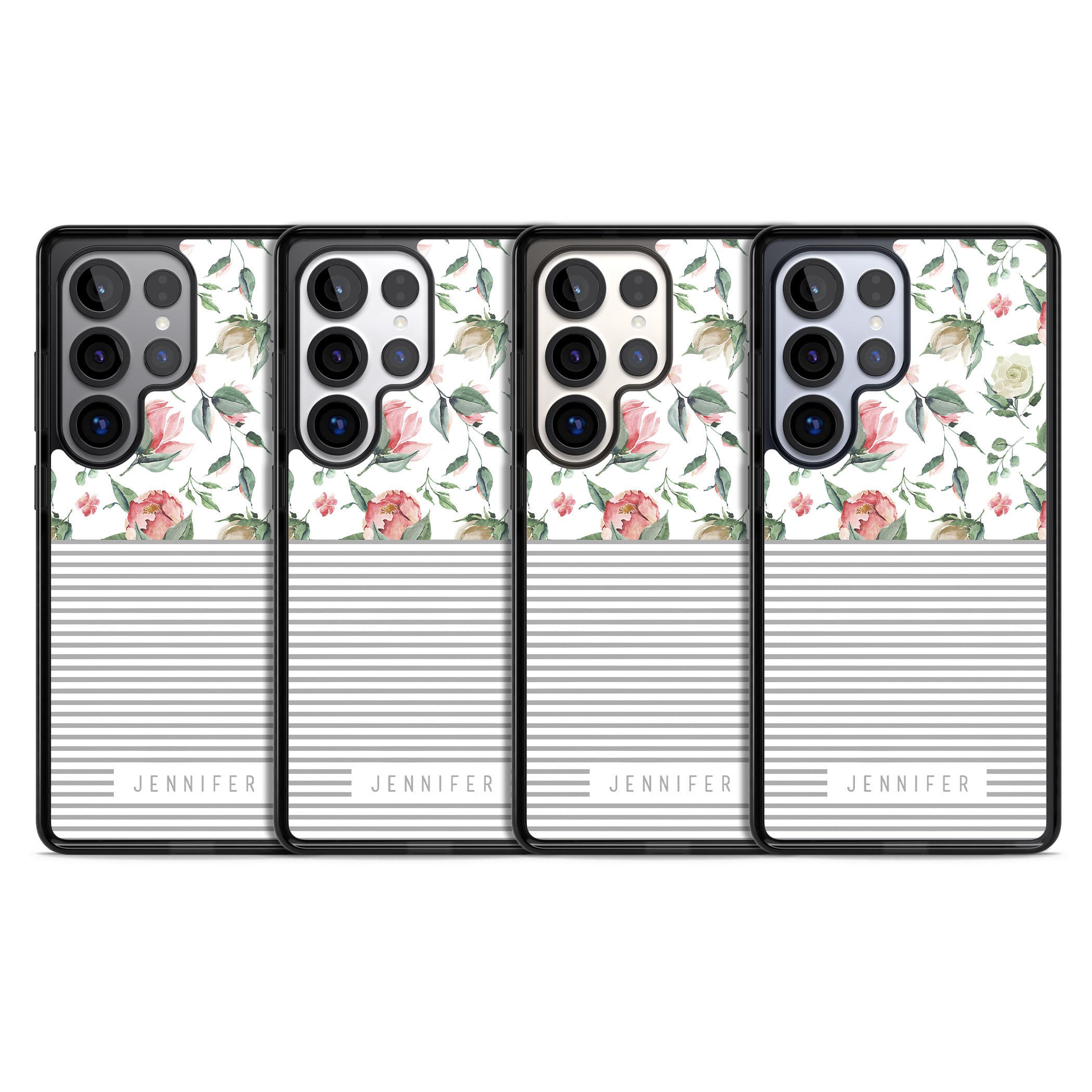 Personalised Light Floral Pattern & Stripes