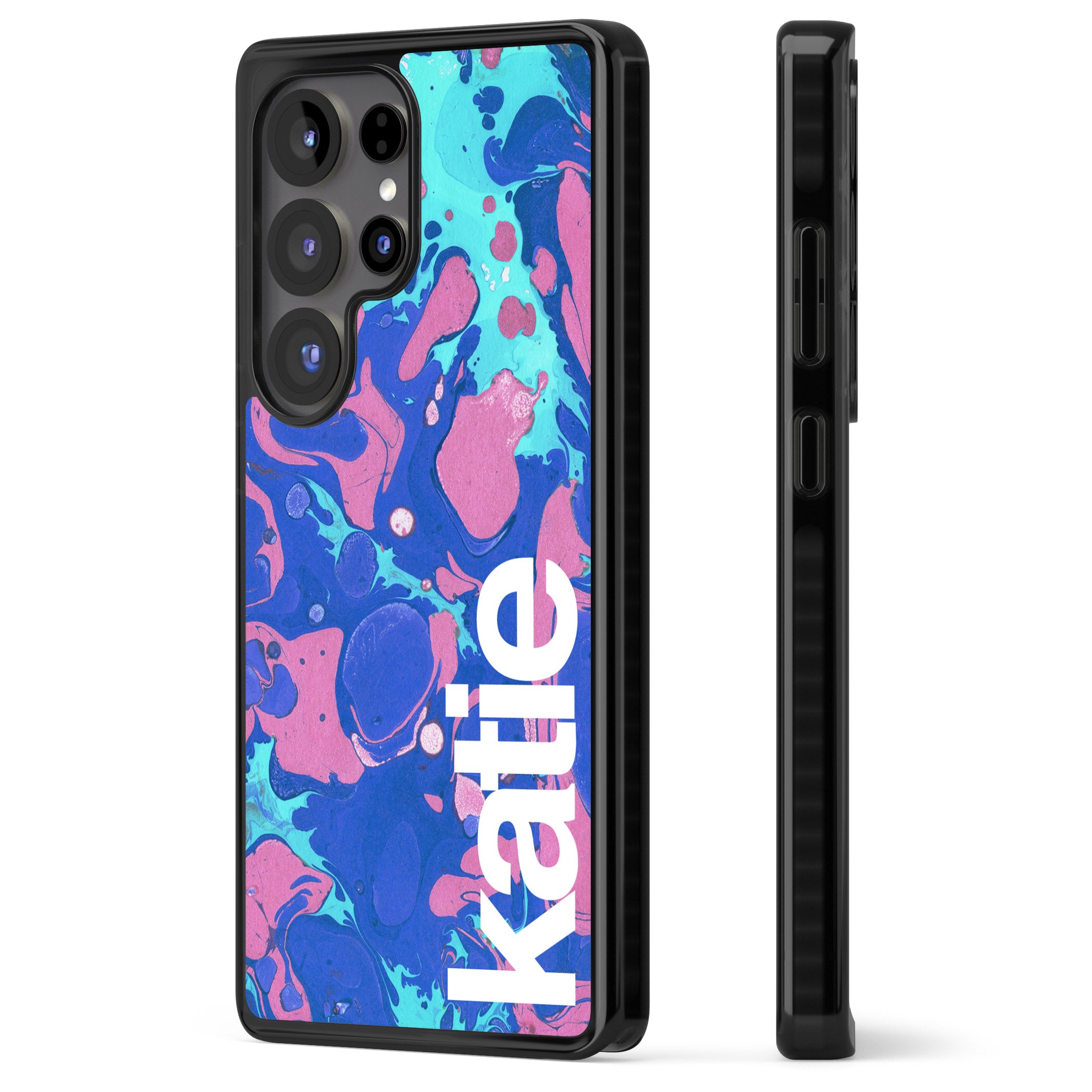 Personalised Navy & Turquoise Marbled