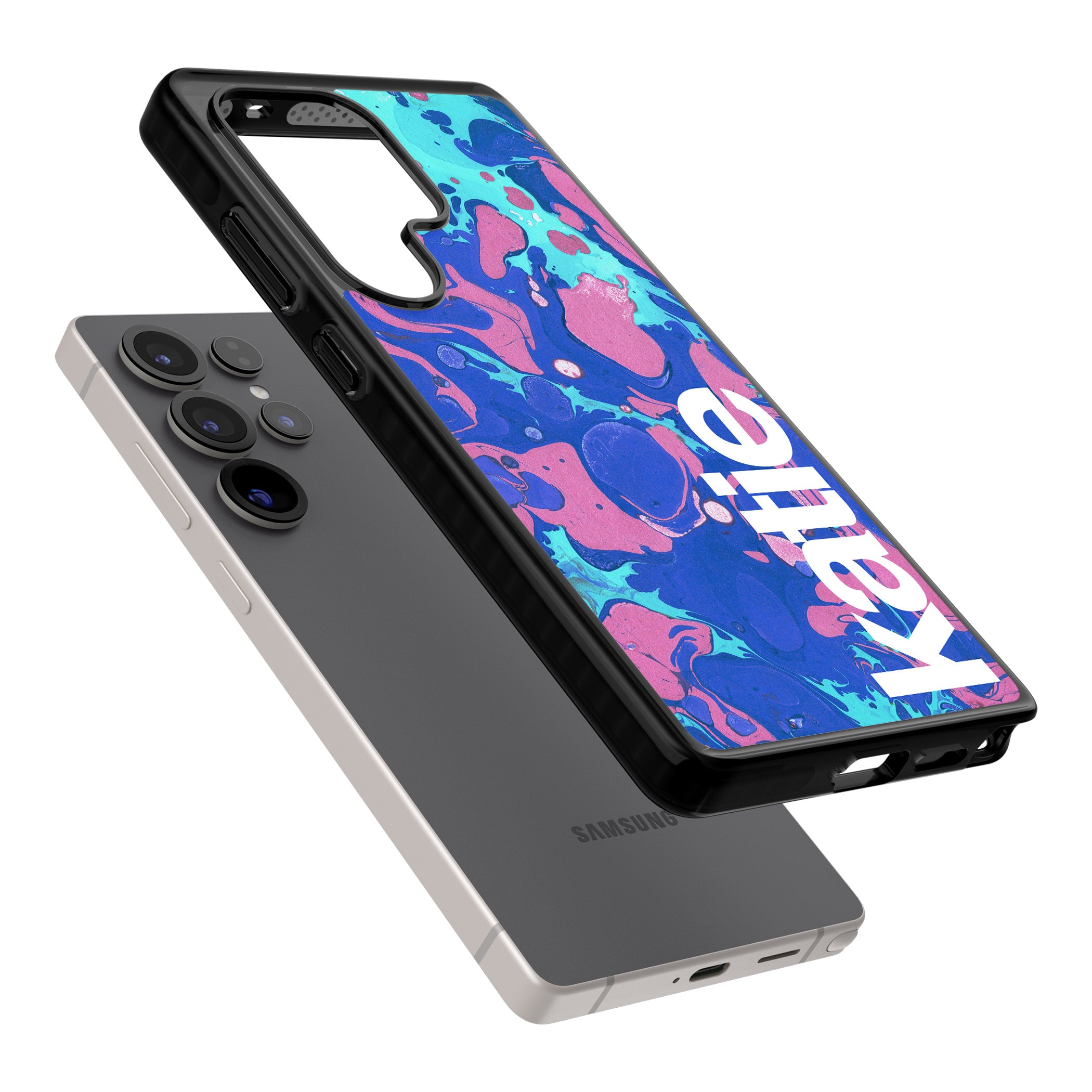 Personalised Navy & Turquoise Marbled