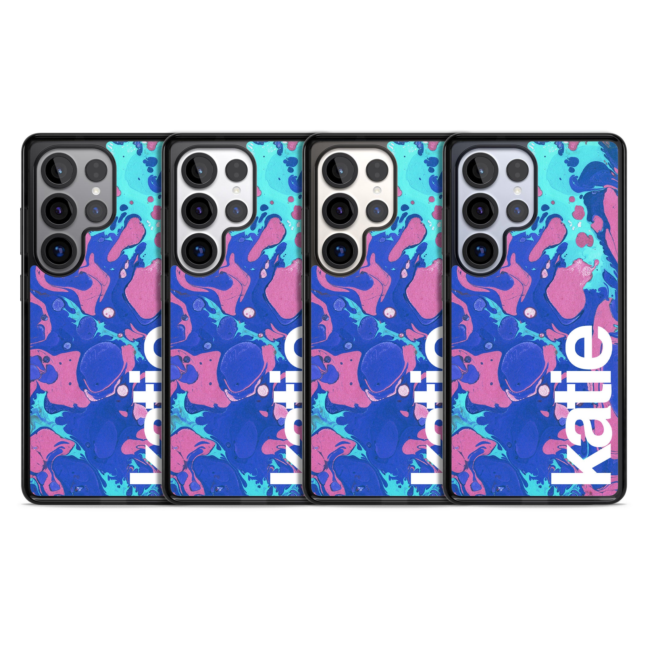 Personalised Navy & Turquoise Marbled