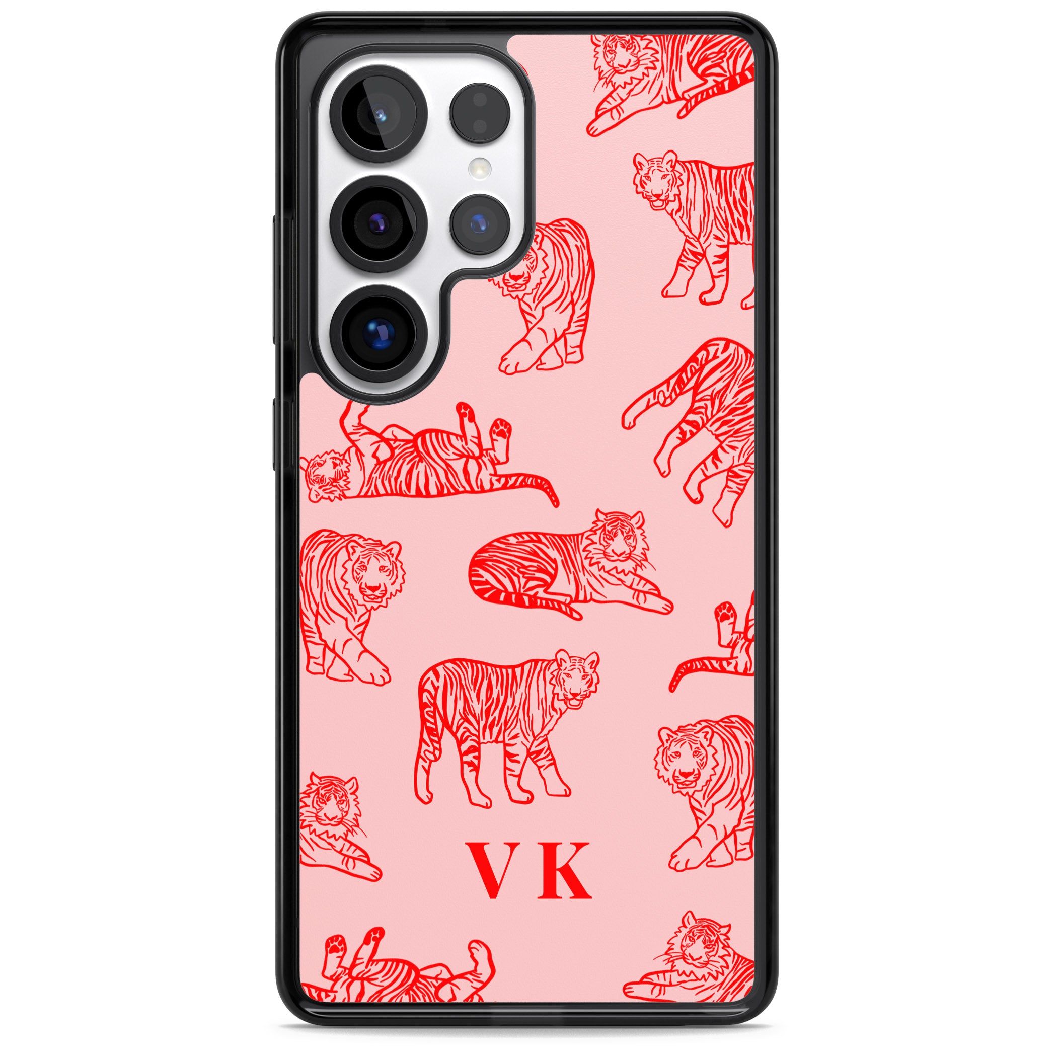 Personalised Red Tiger Outlines On Pink