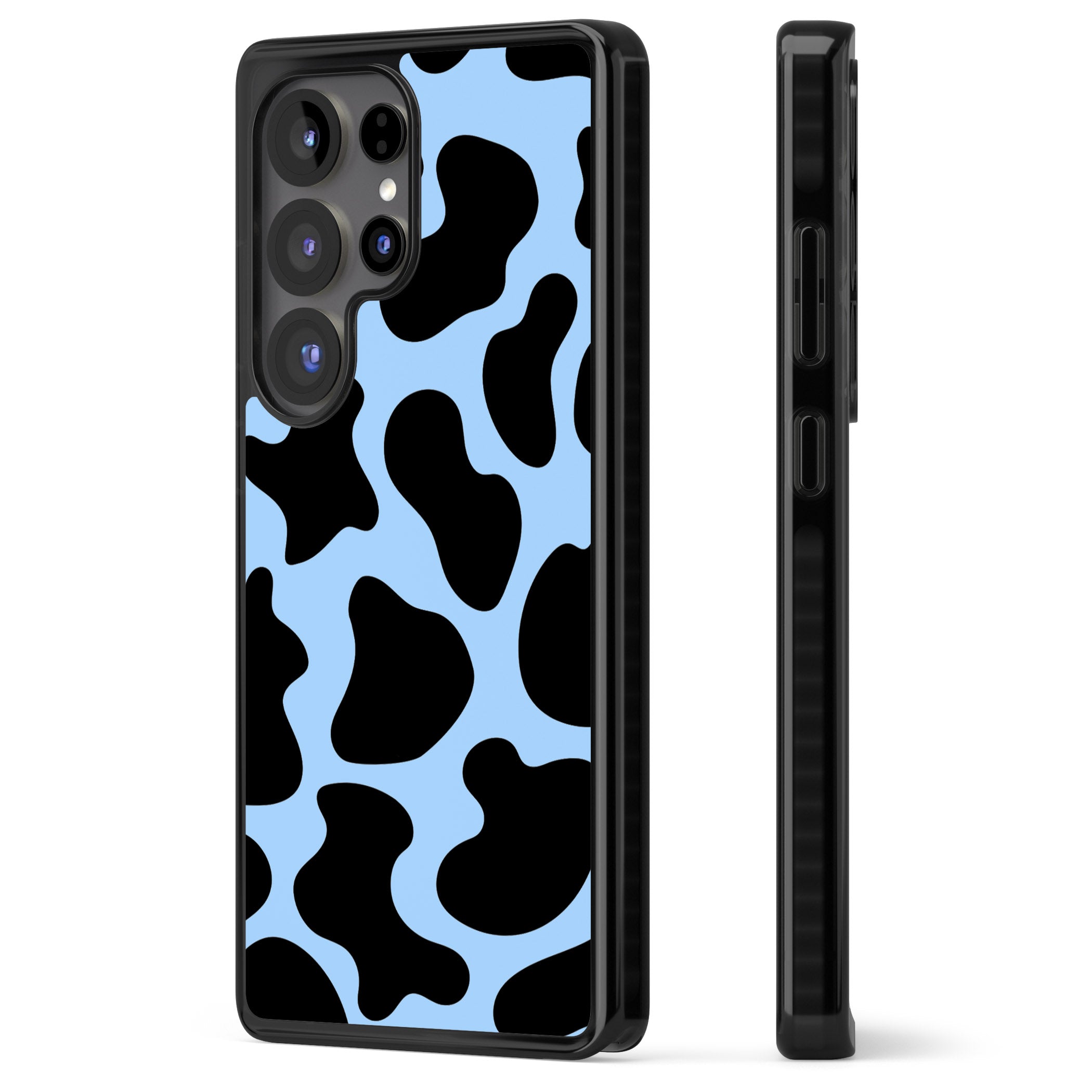 Blue And Black Cow Print