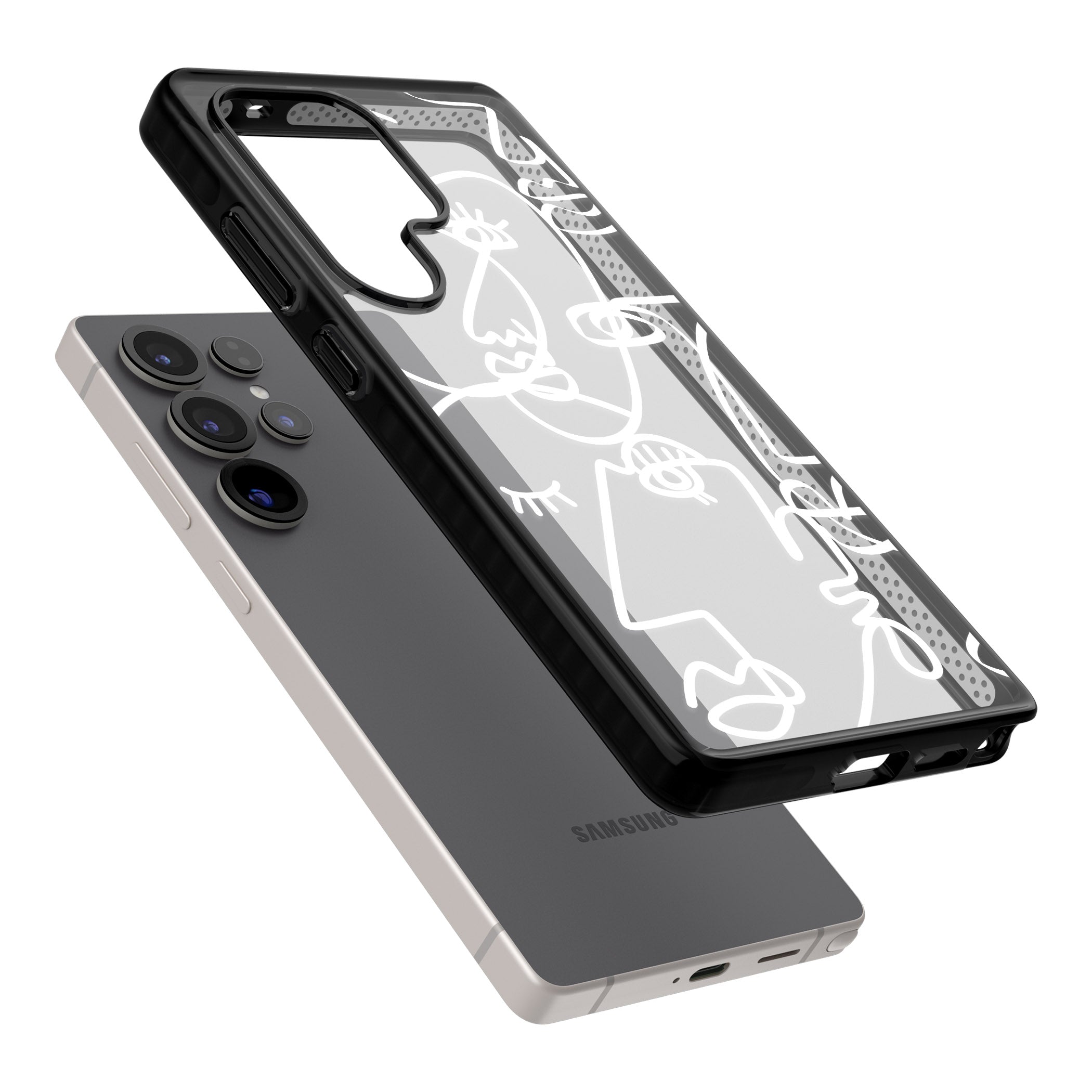 Abstract Line Art White Clear