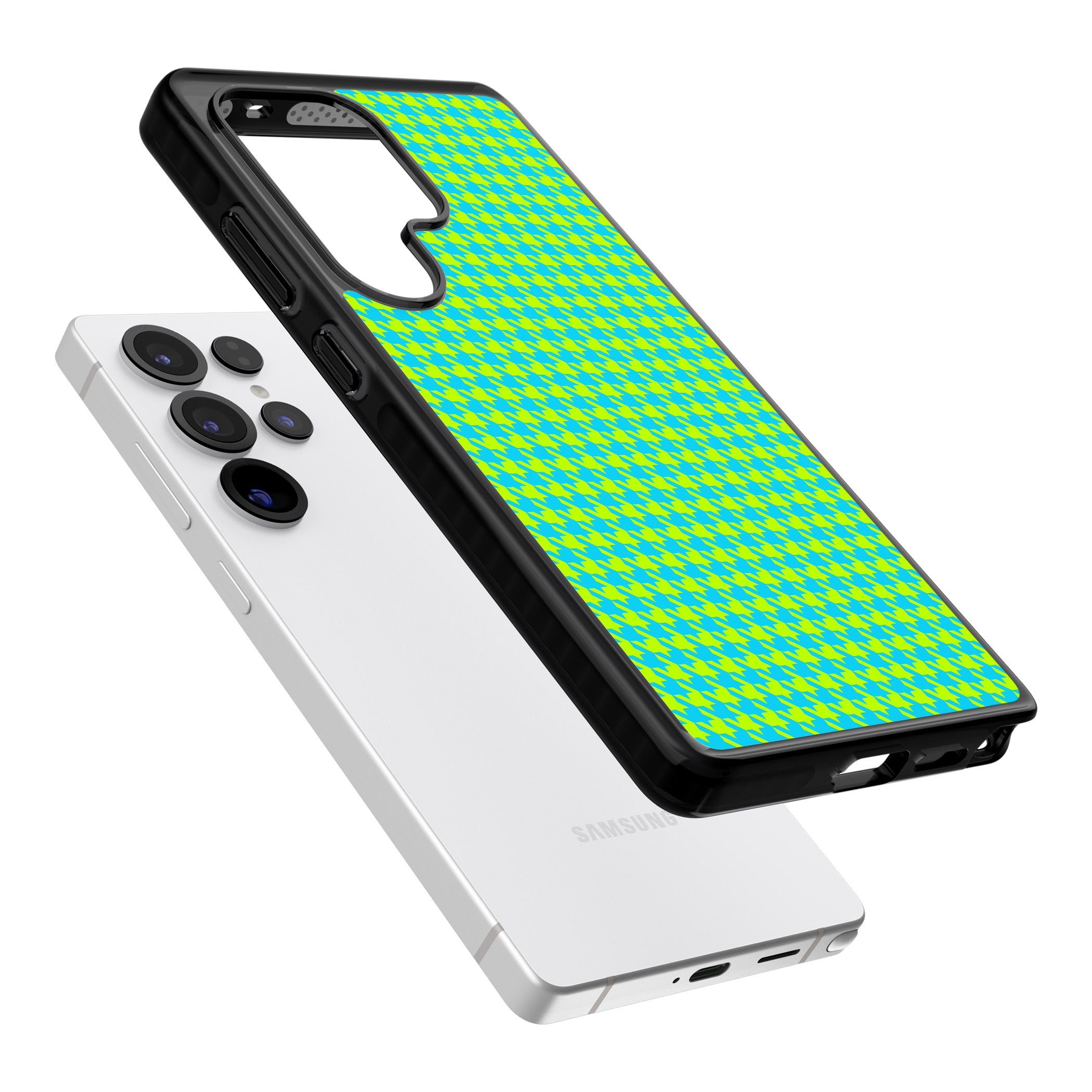 Neon Lime & Turquoise Houndstooth