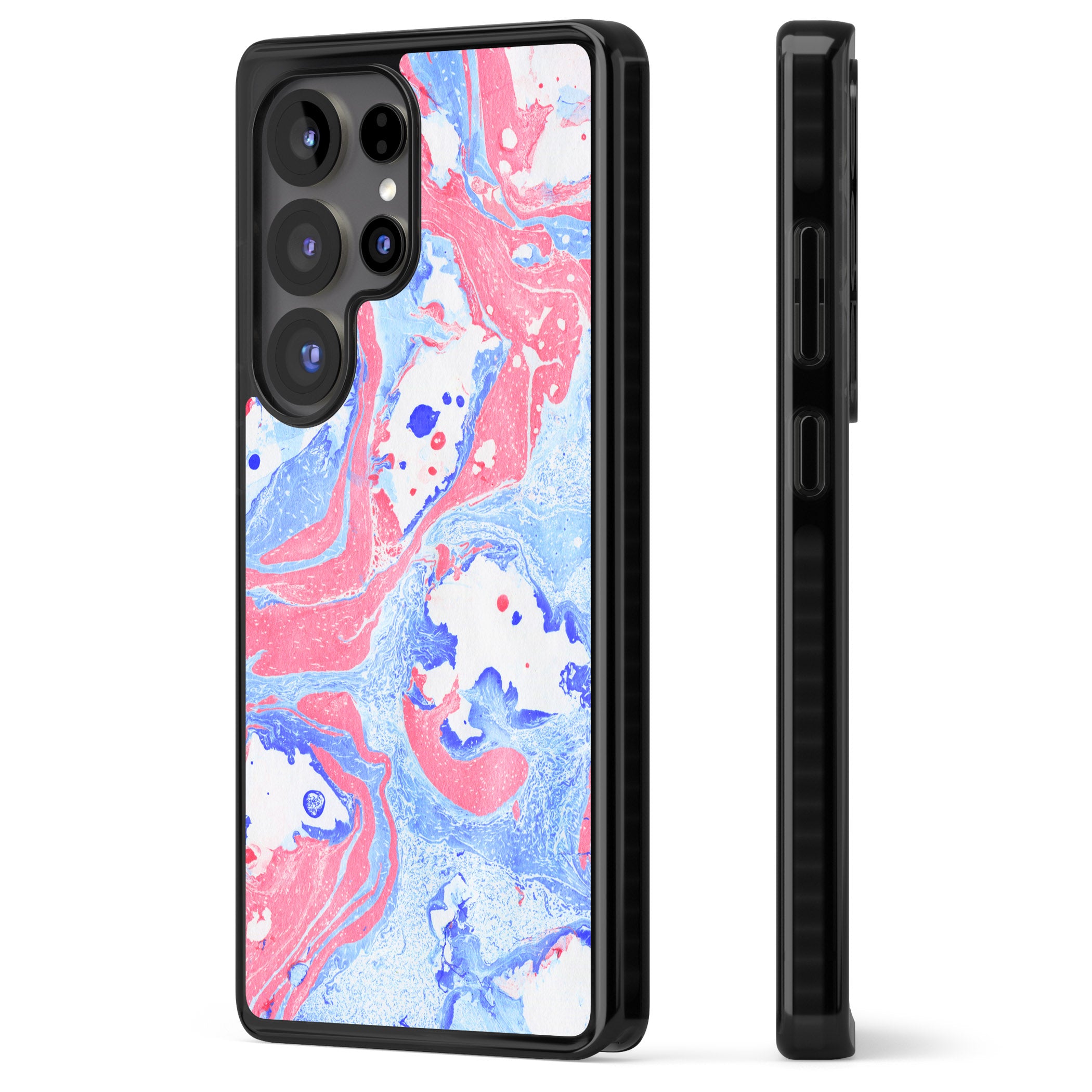 Pink, Blue & White Marbled Paper Pattern