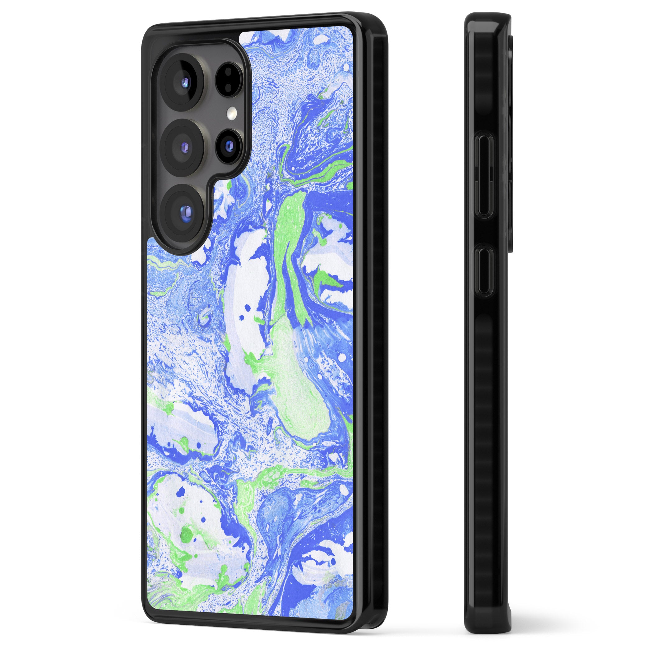 Dark Blue & Green Marbled Paper Pattern