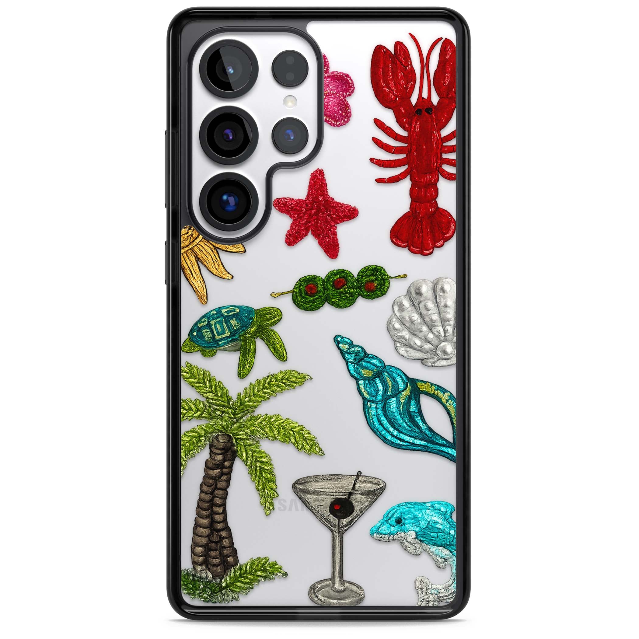 Painted Coastal Pattern coastal iPhone case | Black Impact case for Samsung Galaxy S25 Ultra