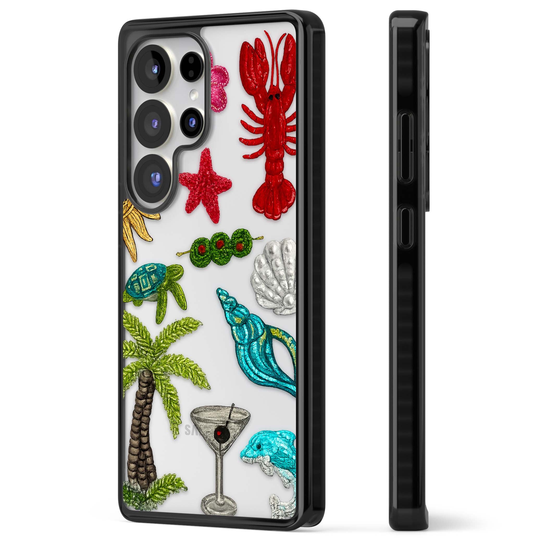 Painted Coastal Pattern coastal iPhone case | Black Impact case for Samsung Galaxy S25 Ultra
