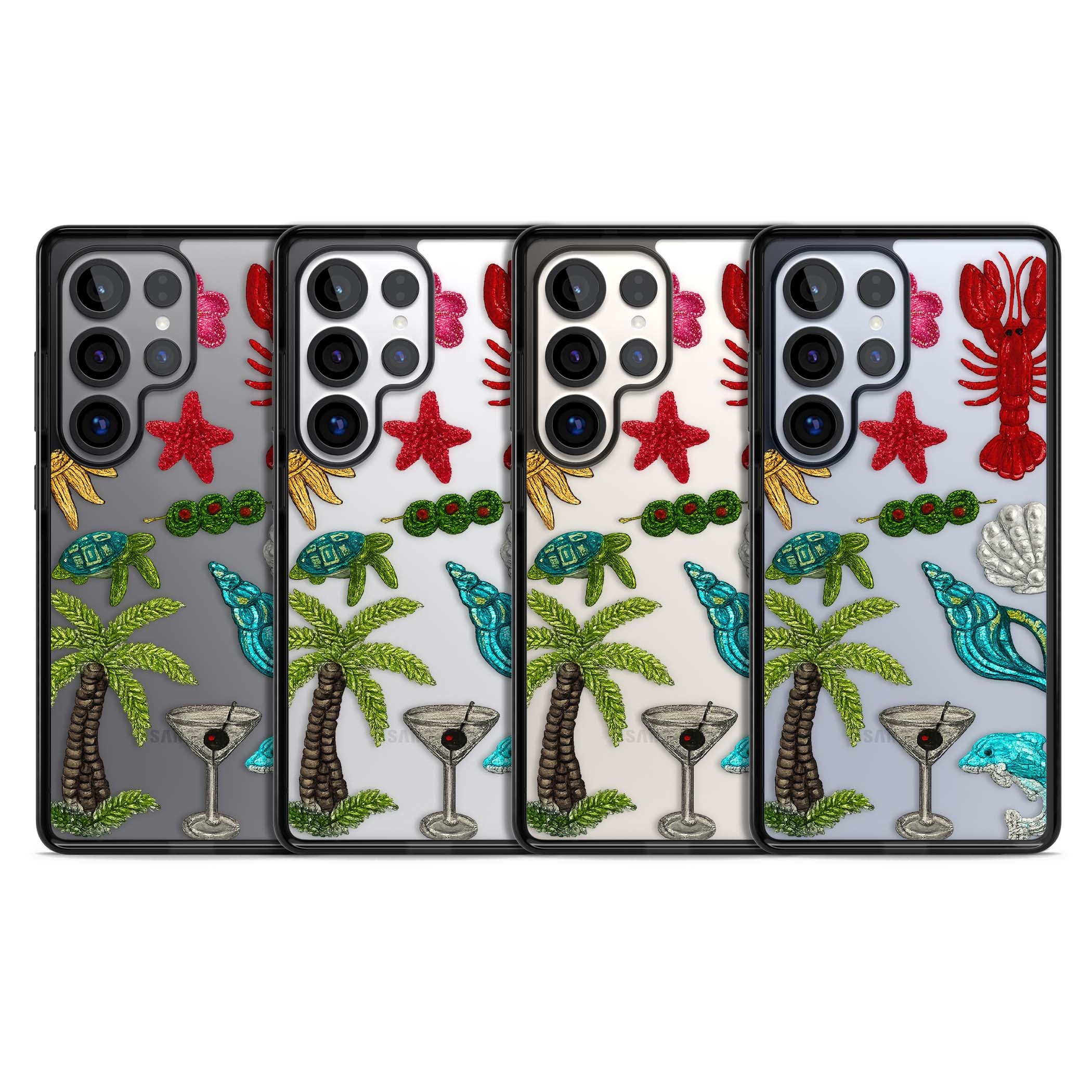 Painted Coastal Pattern coastal iPhone case | Black Impact case for Samsung Galaxy S25 Ultra