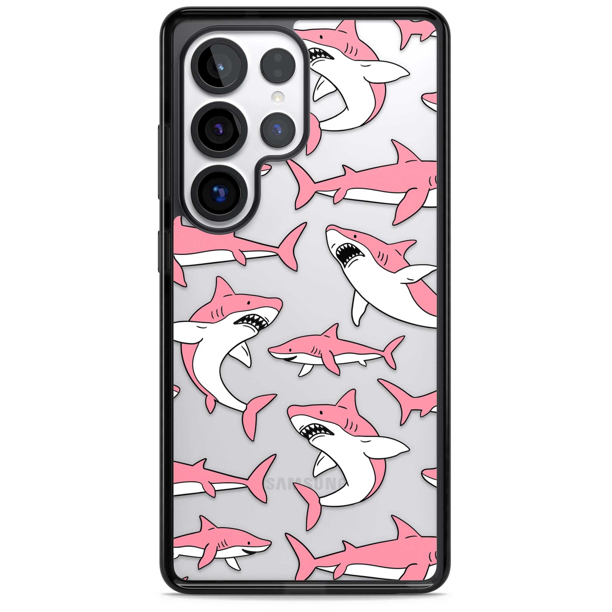 Bubblegum Sharks for her iPhone case | Black Impact case for Samsung Galaxy S25 Ultra