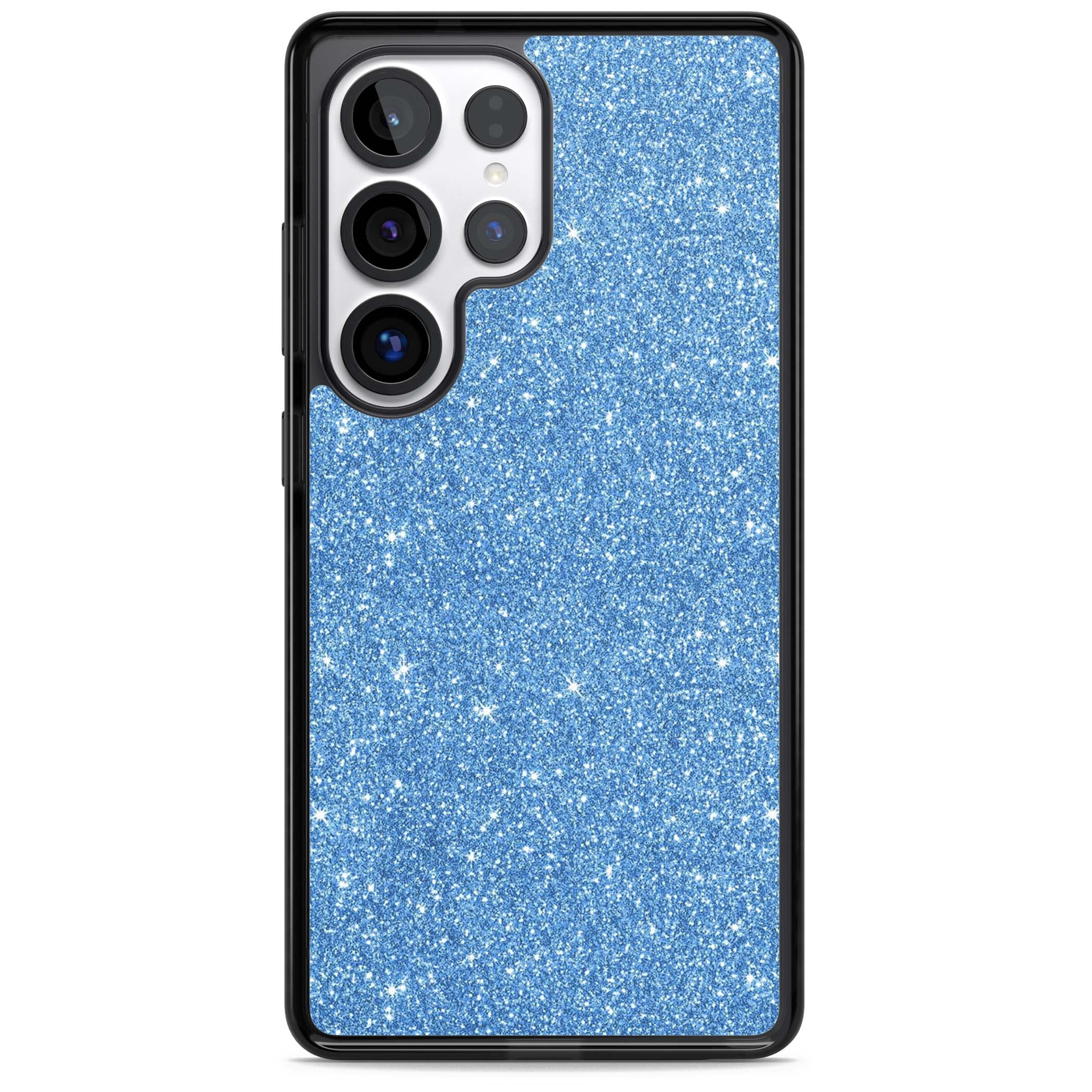Blue Glitter blue glitter iPhone case featuring dense sparkling cerulean glitter with a glamorous shimmering finish | Black Impact case for Samsung Galaxy S25 Ultra