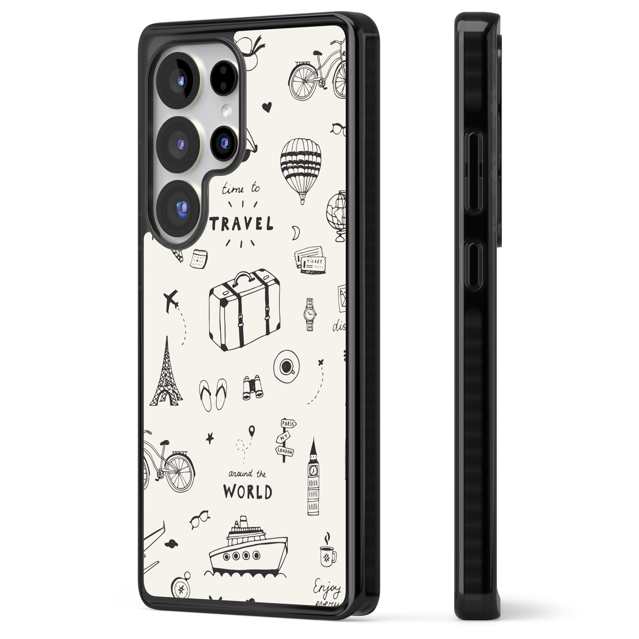 Cute Travel Pattern, White On