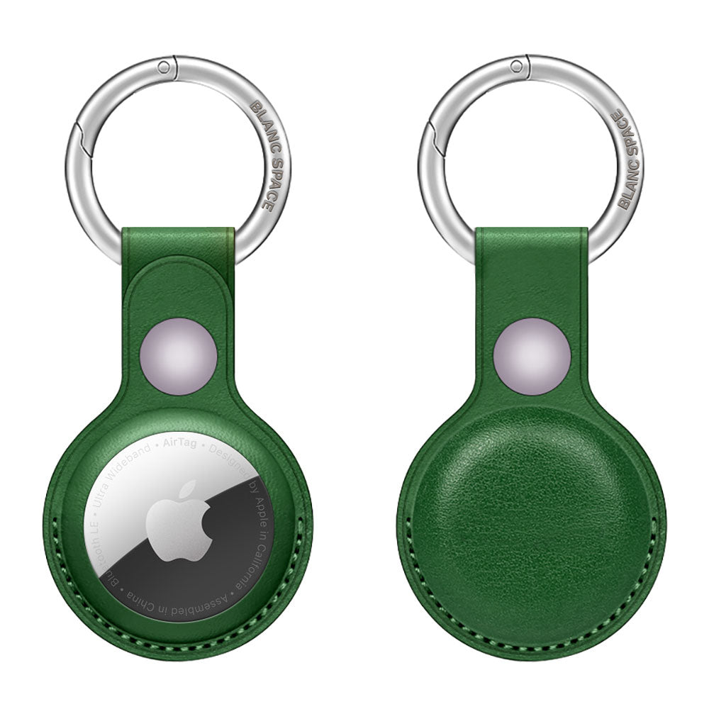 AirTag Leather Key Ring Holder Airtag Holder Forest Green Blanc Space