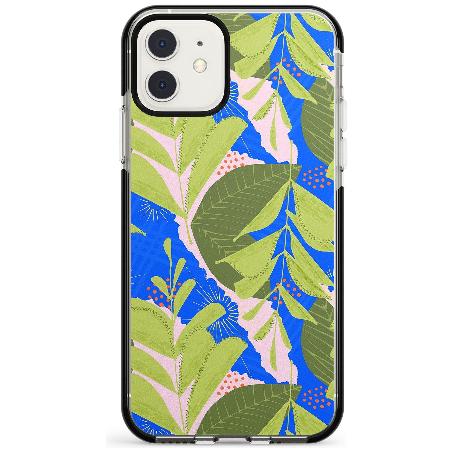 Fern Leaves Abstract Pattern iPhone Case Black Impact Phone Case - Case Warehouse