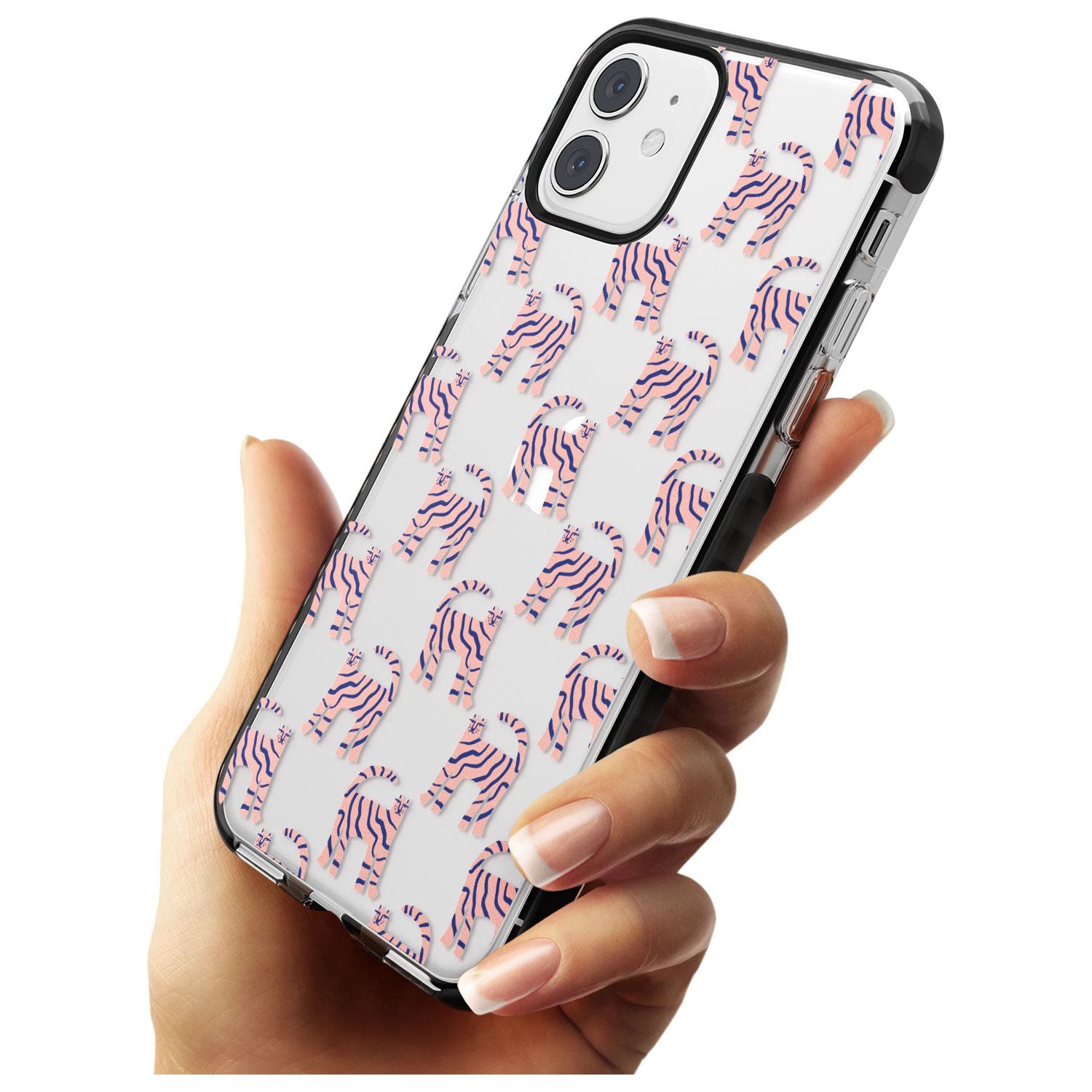 Pink and Blue Cat Pattern Black Impact Phone Case for iPhone 11 Pro Max