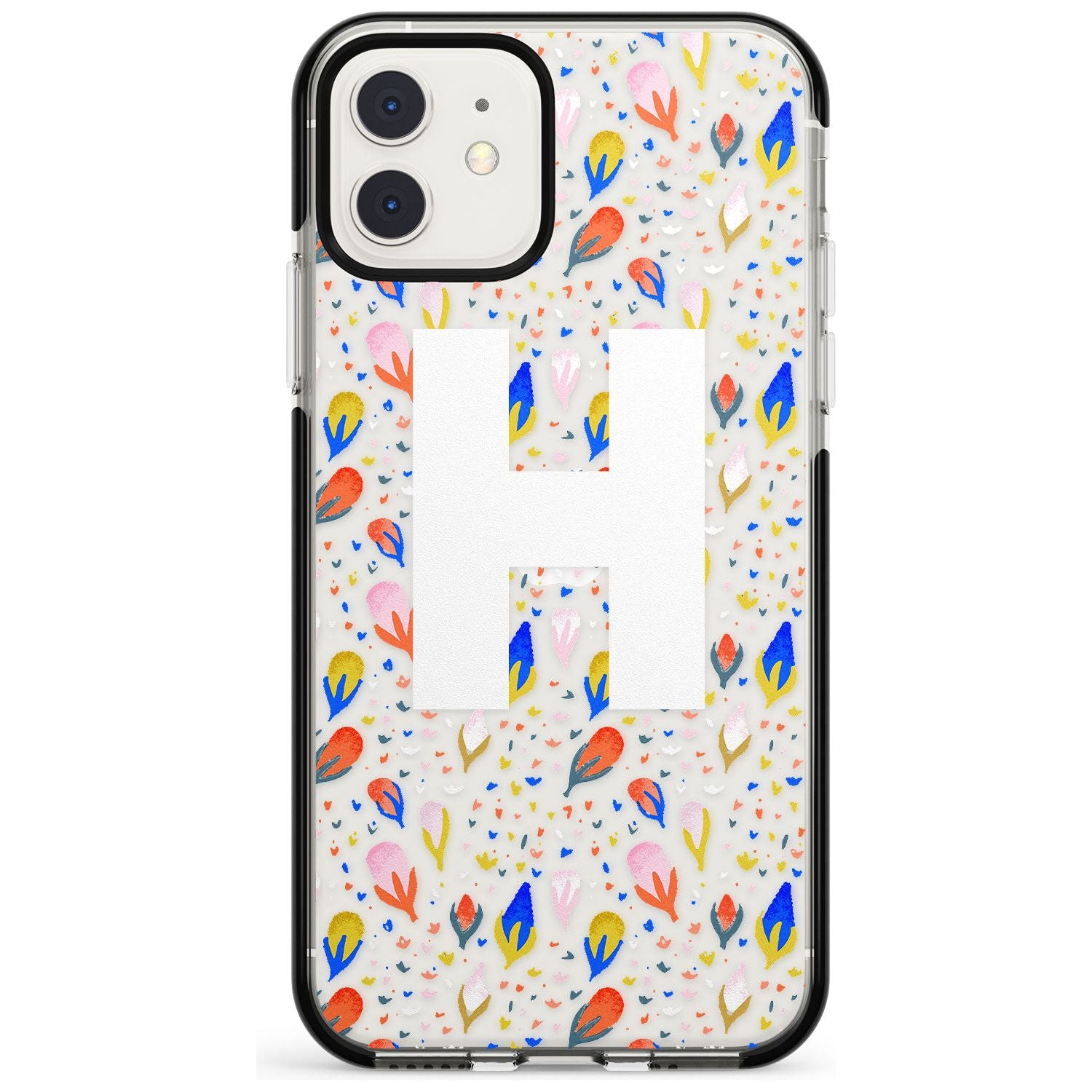White Monogram Floral iPhone Case Black Impact Custom Phone Case - Case Warehouse