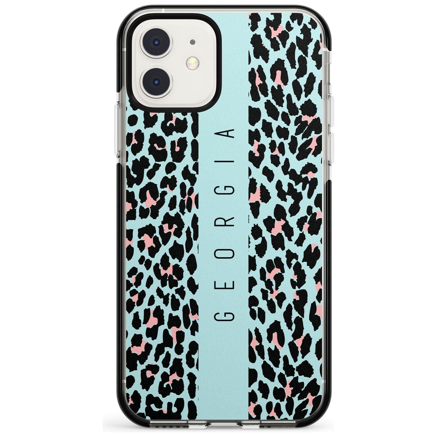 Custom Blue Leopard Spots iPhone Case Black Impact Custom Phone Case - Case Warehouse