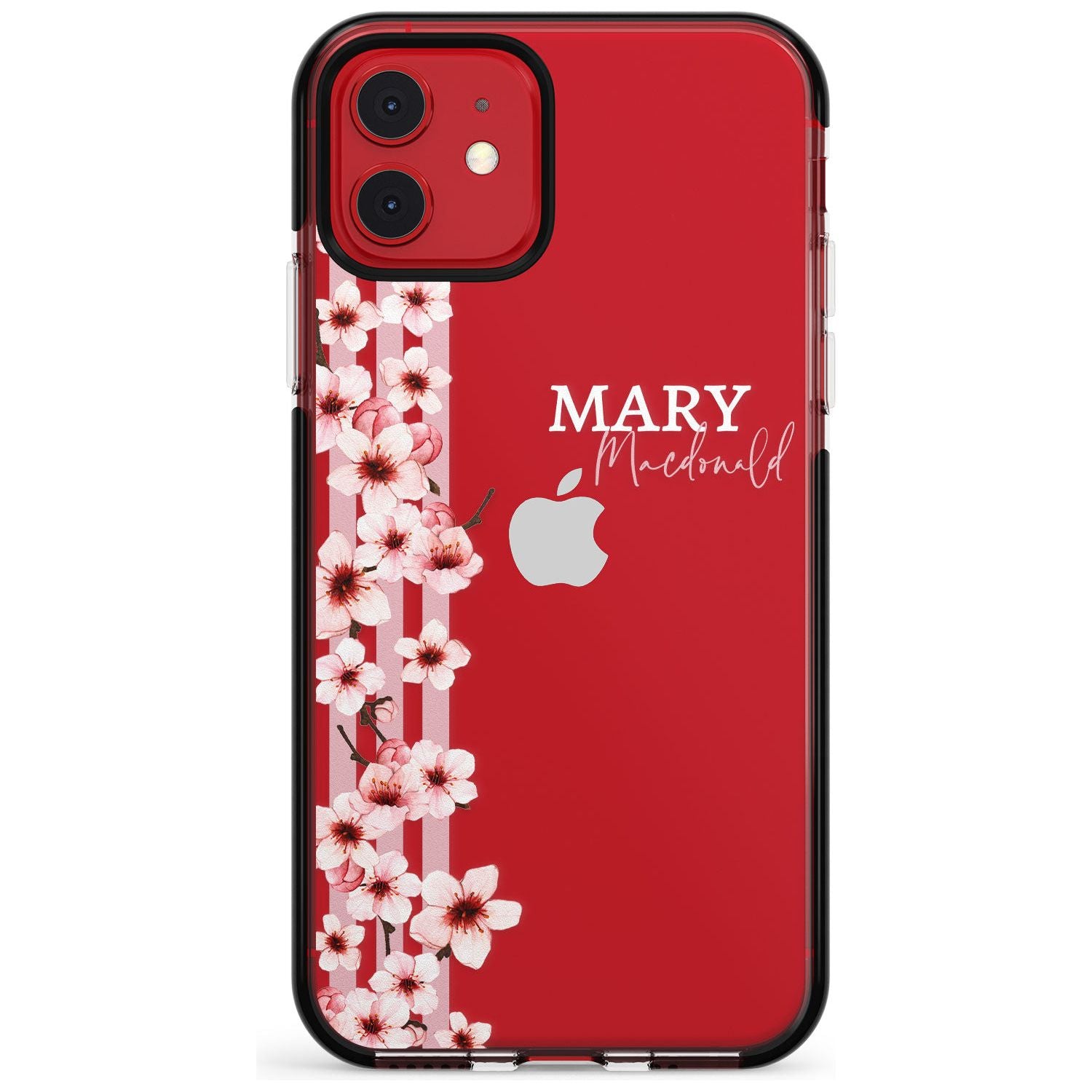 Cherry Blossoms & Stripes Transparent Pink Fade Impact Phone Case for iPhone 11 Pro Max