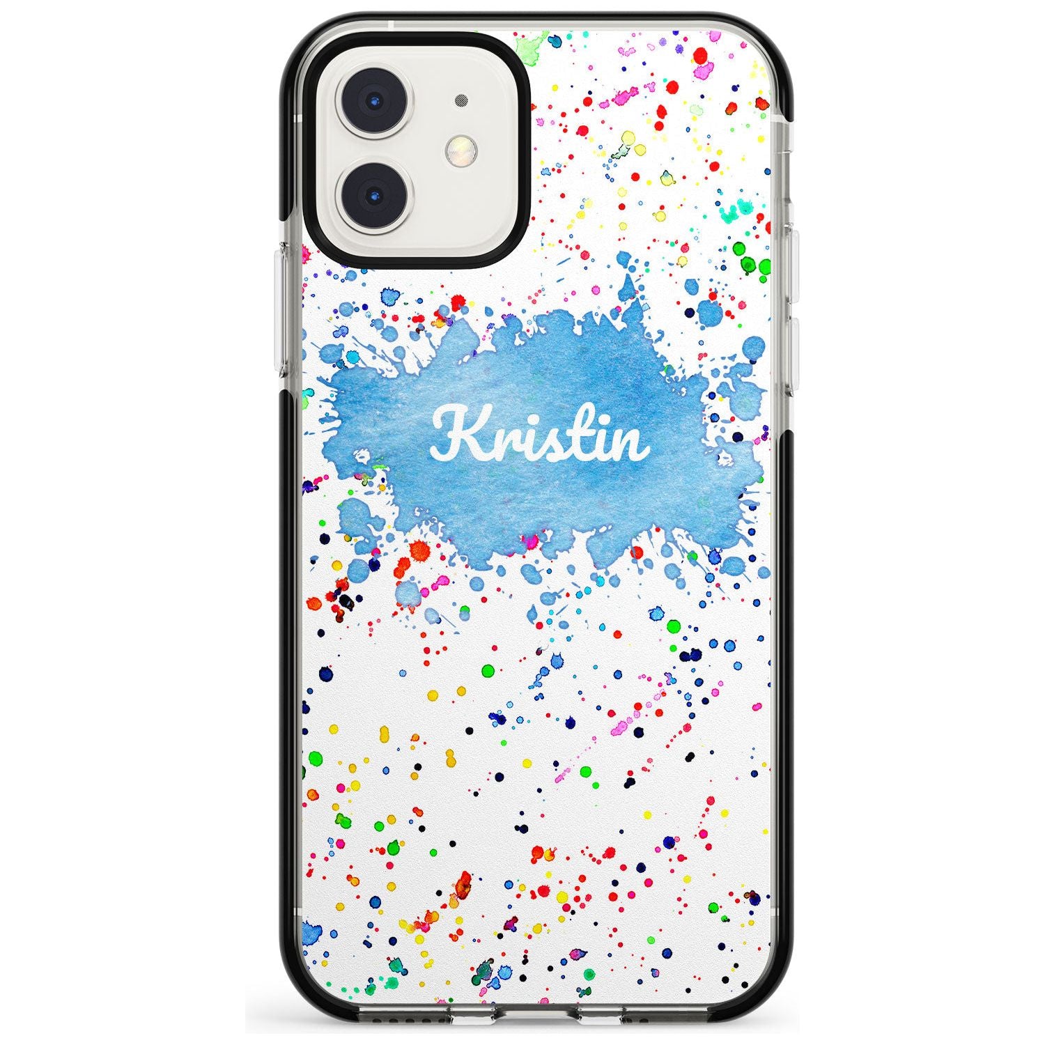 Rainbow Paint Splatter iPhone Case Black Impact Custom Phone Case - Case Warehouse
