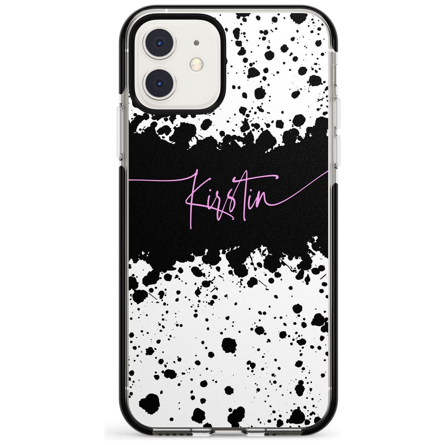 Black & White Paint Splatters iPhone Case Black Impact Custom Phone Case - Case Warehouse