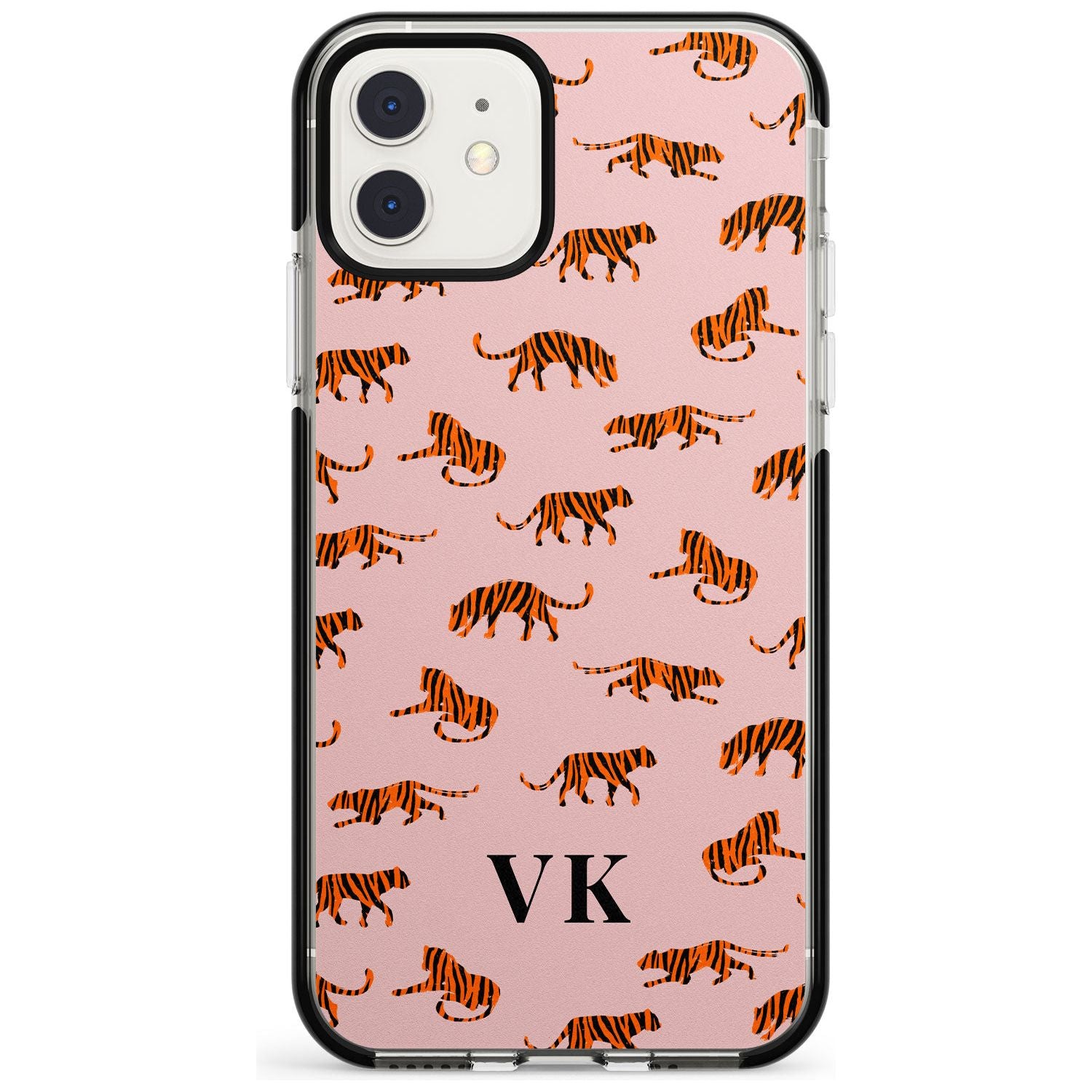 Safari Tiger Pattern on Pink iPhone Case Black Impact Custom Phone Case - Case Warehouse