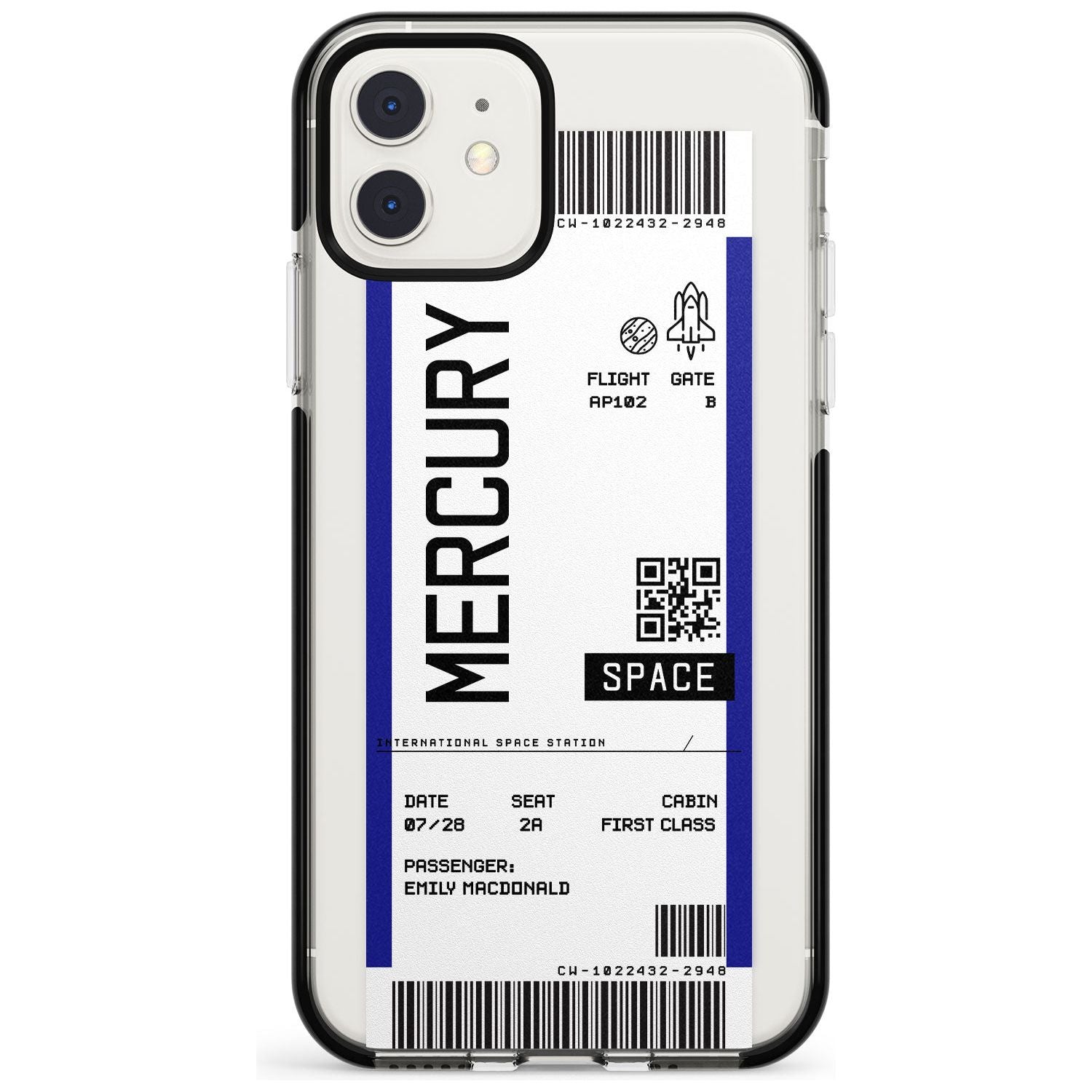 Mercury Custom Space Travel Ticket iPhone Case Black Impact Custom Phone Case - Case Warehouse