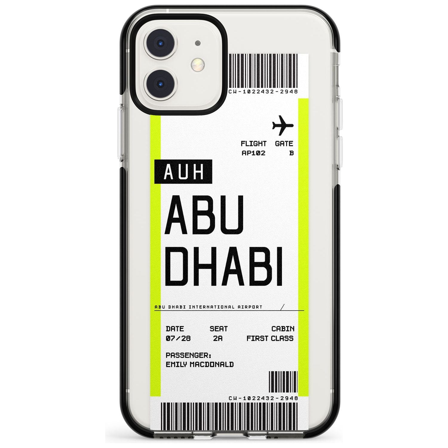 Abu Dhabi Boarding Pass iPhone Case Black Impact Custom Phone Case - Case Warehouse