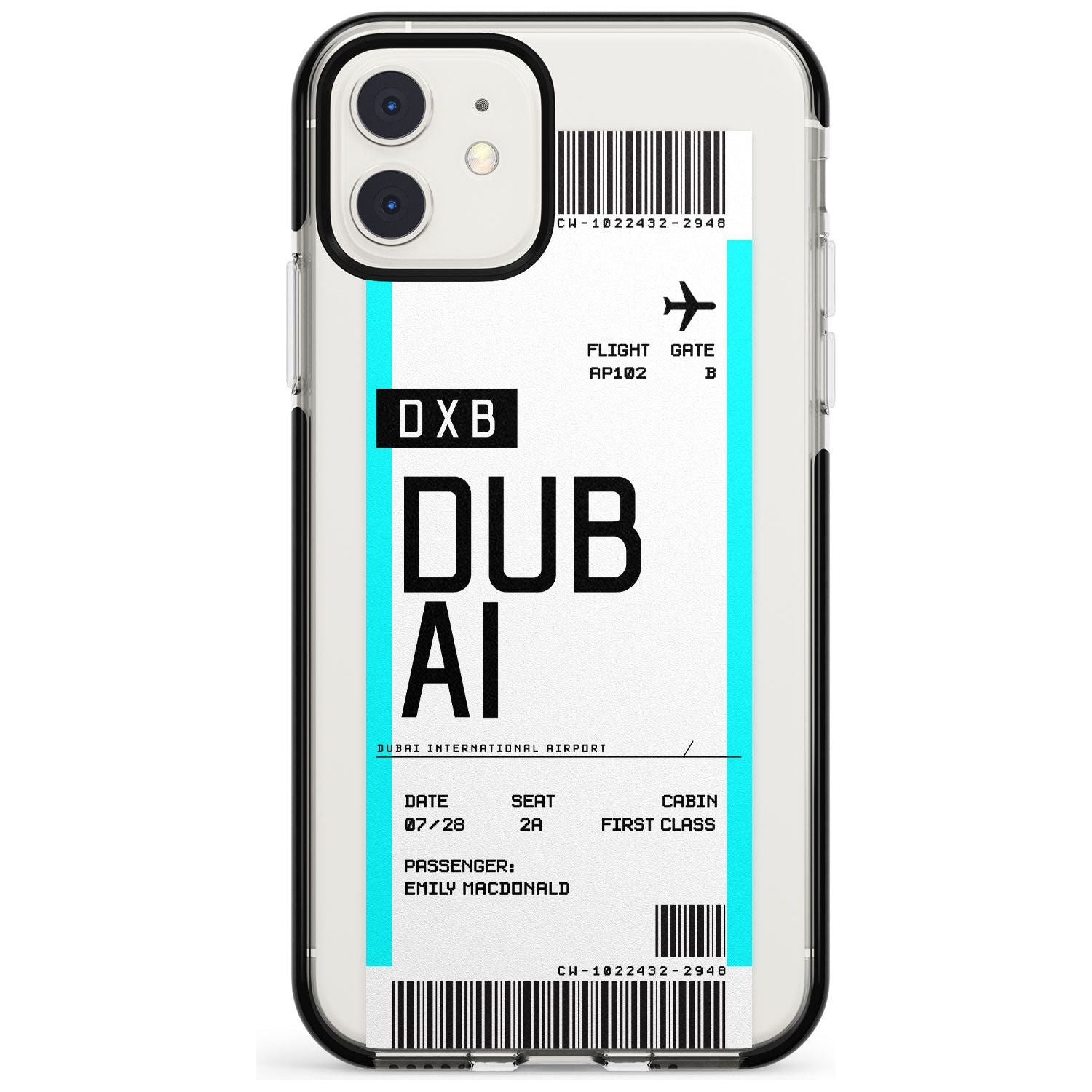 Dubai Boarding Pass iPhone Case Black Impact Custom Phone Case - Case Warehouse