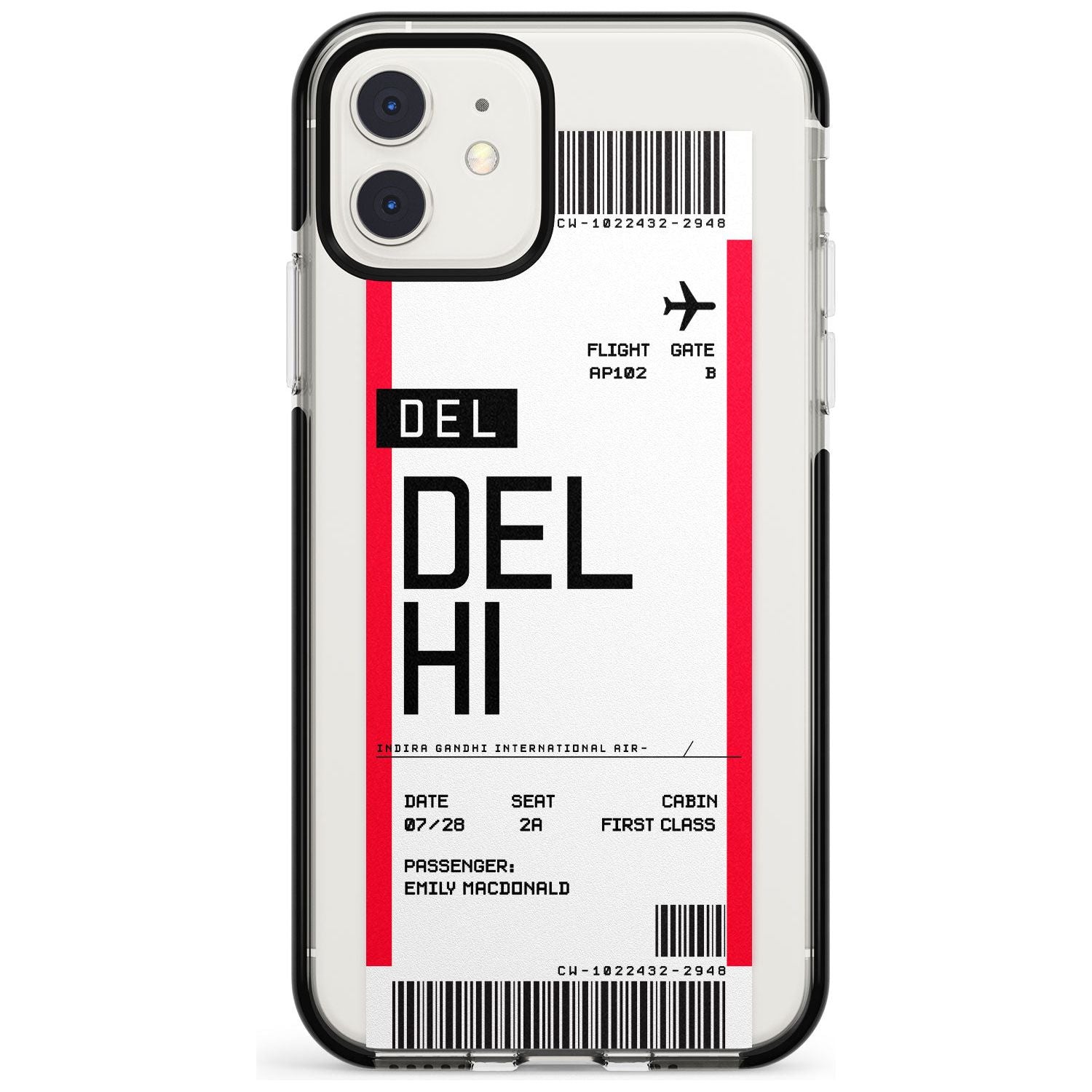 Delhi Boarding Pass iPhone Case Black Impact Custom Phone Case - Case Warehouse