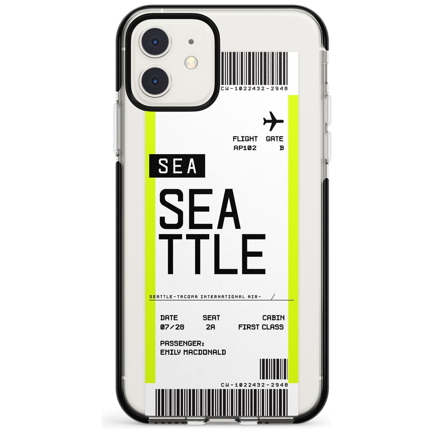 Seattle Boarding Pass iPhone Case Black Impact Custom Phone Case - Case Warehouse