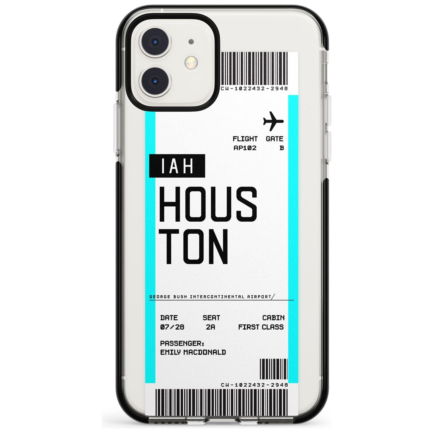 Houston Boarding Pass iPhone Case Black Impact Custom Phone Case - Case Warehouse