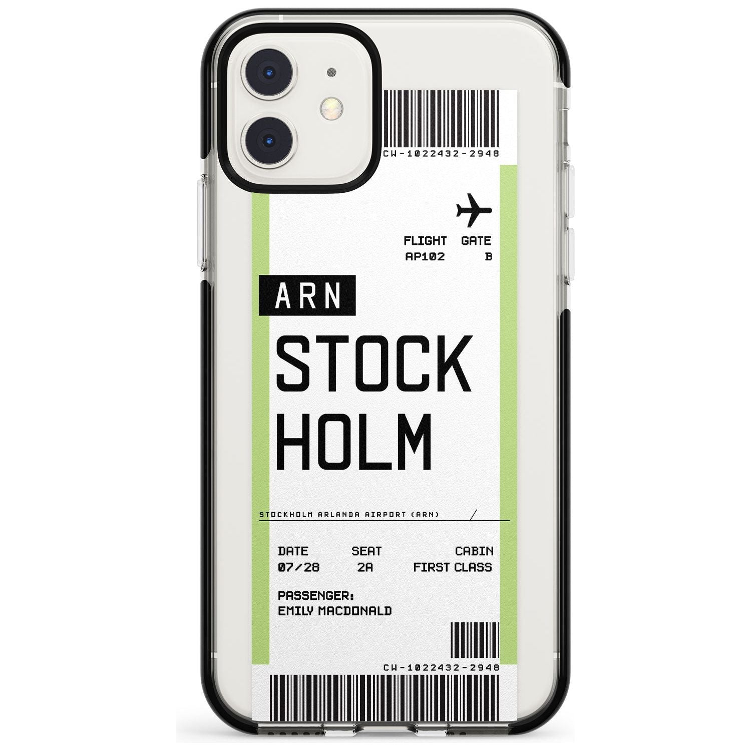 Stockholm Boarding Pass iPhone Case Black Impact Custom Phone Case - Case Warehouse
