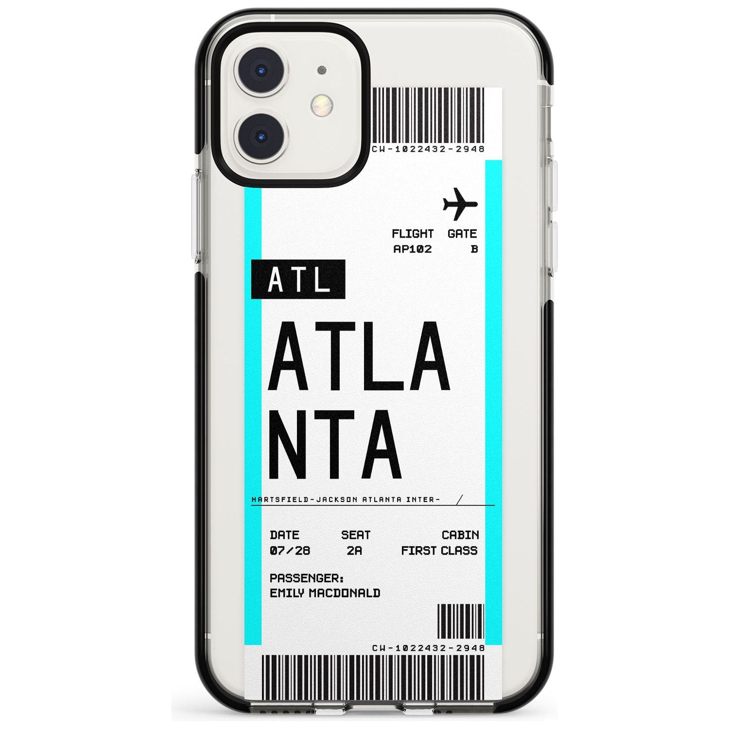 Atlanta Boarding Pass iPhone Case Black Impact Custom Phone Case - Case Warehouse