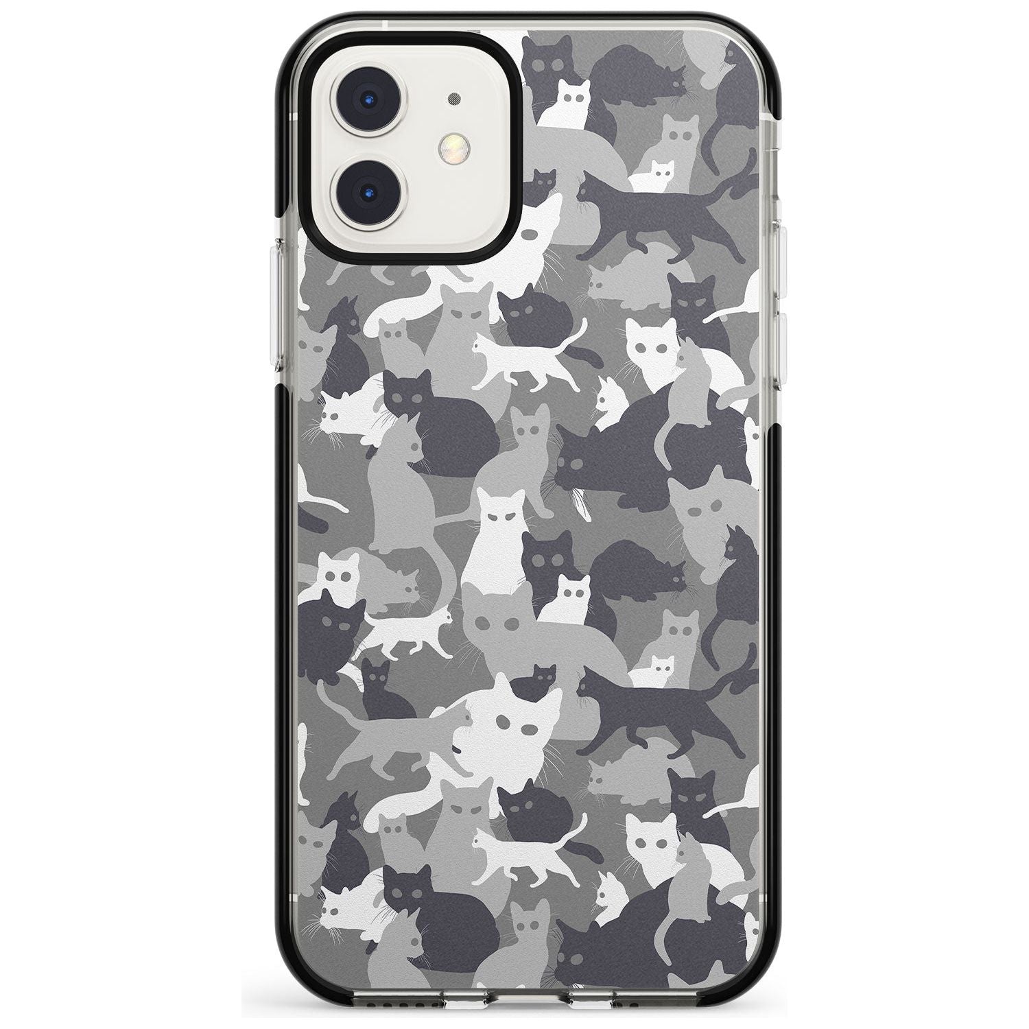 Dark Grey Cat Camouflage Pattern iPhone Case Black Impact Phone Case - Case Warehouse