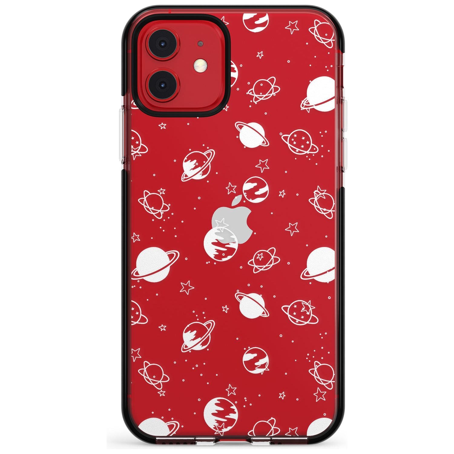 White Planets on Clear Pink Fade Impact Phone Case for iPhone 11 Pro Max