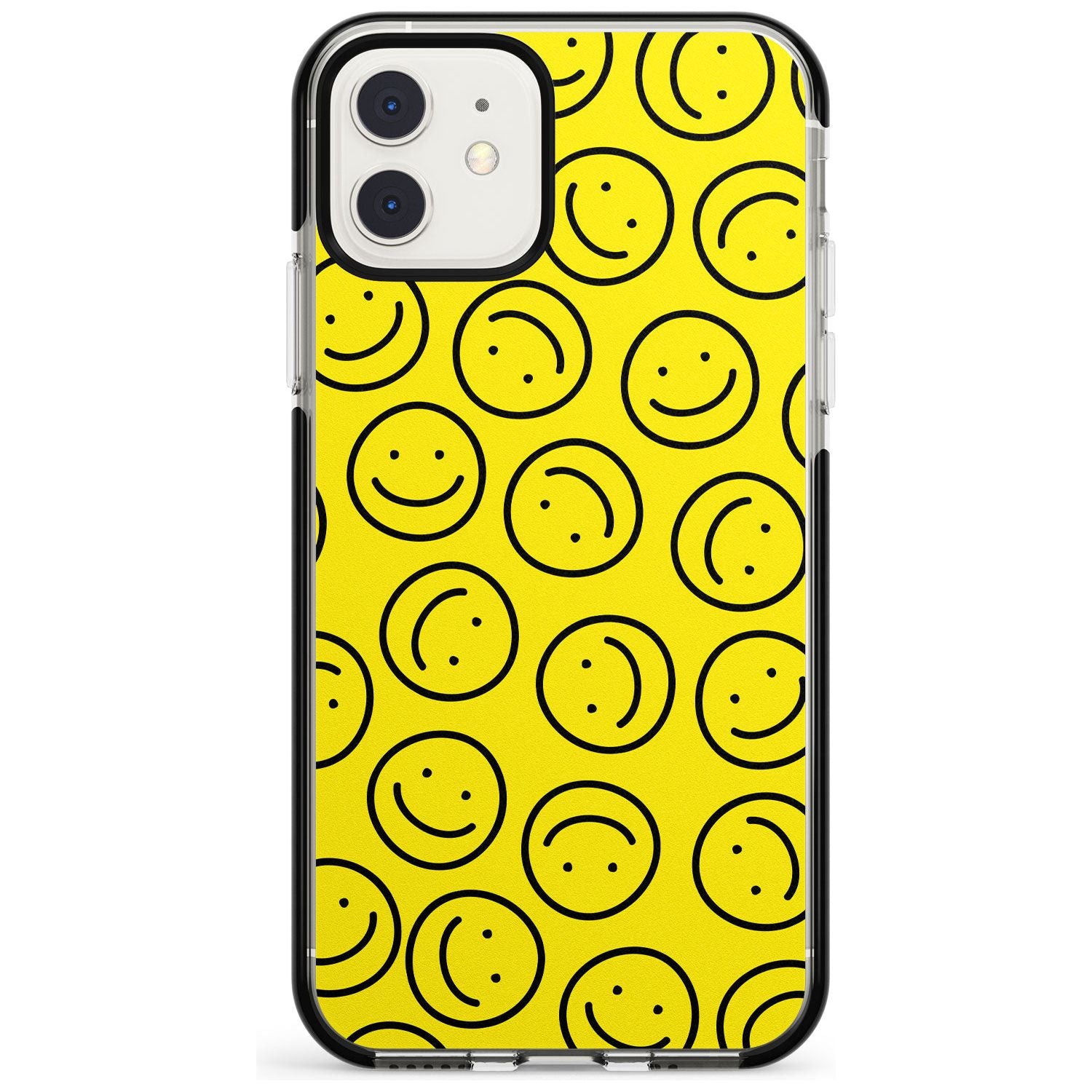 Happy Face Pattern iPhone Case Black Impact Phone Case - Case Warehouse