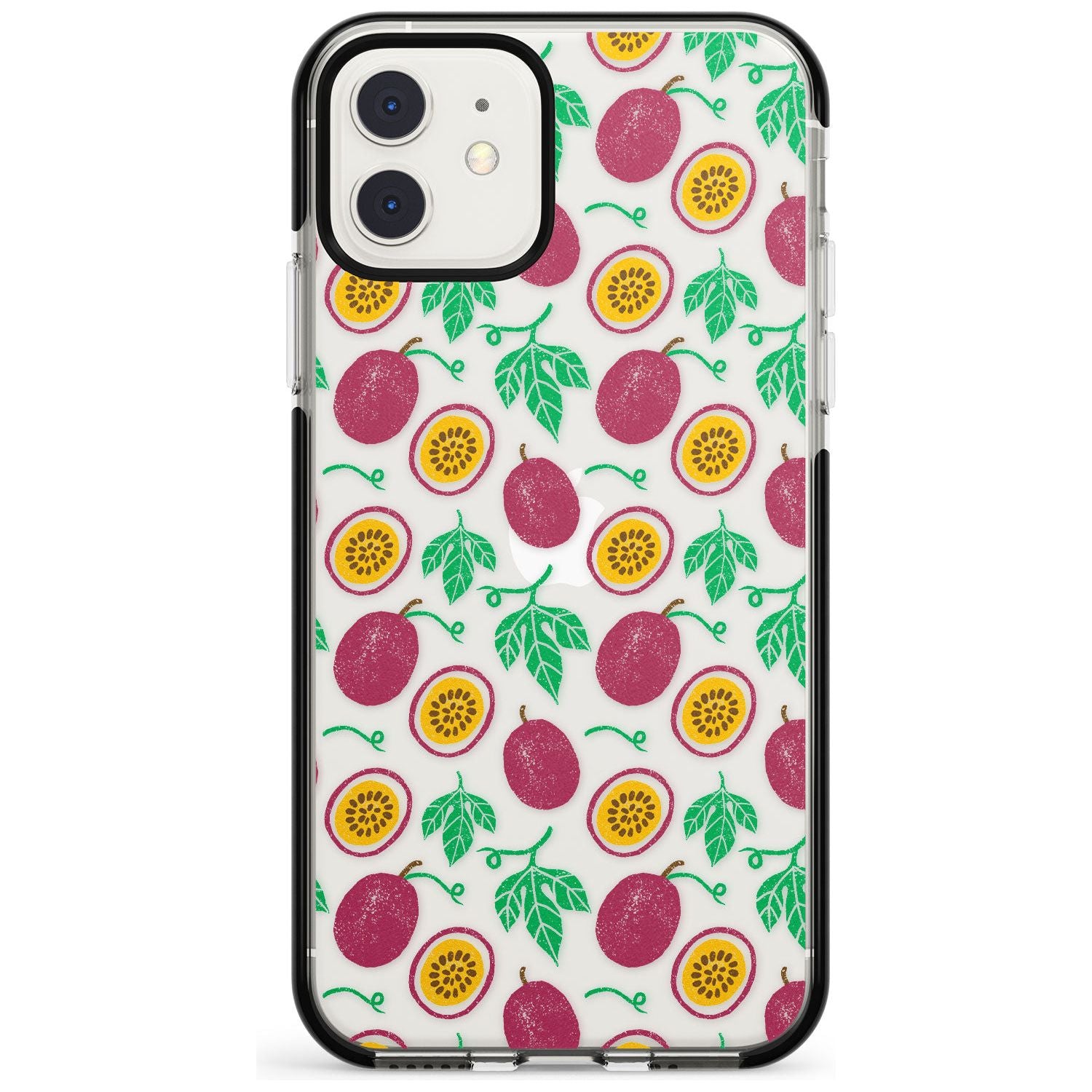 Passion Fruit Pattern iPhone Case Black Impact Phone Case - Case Warehouse