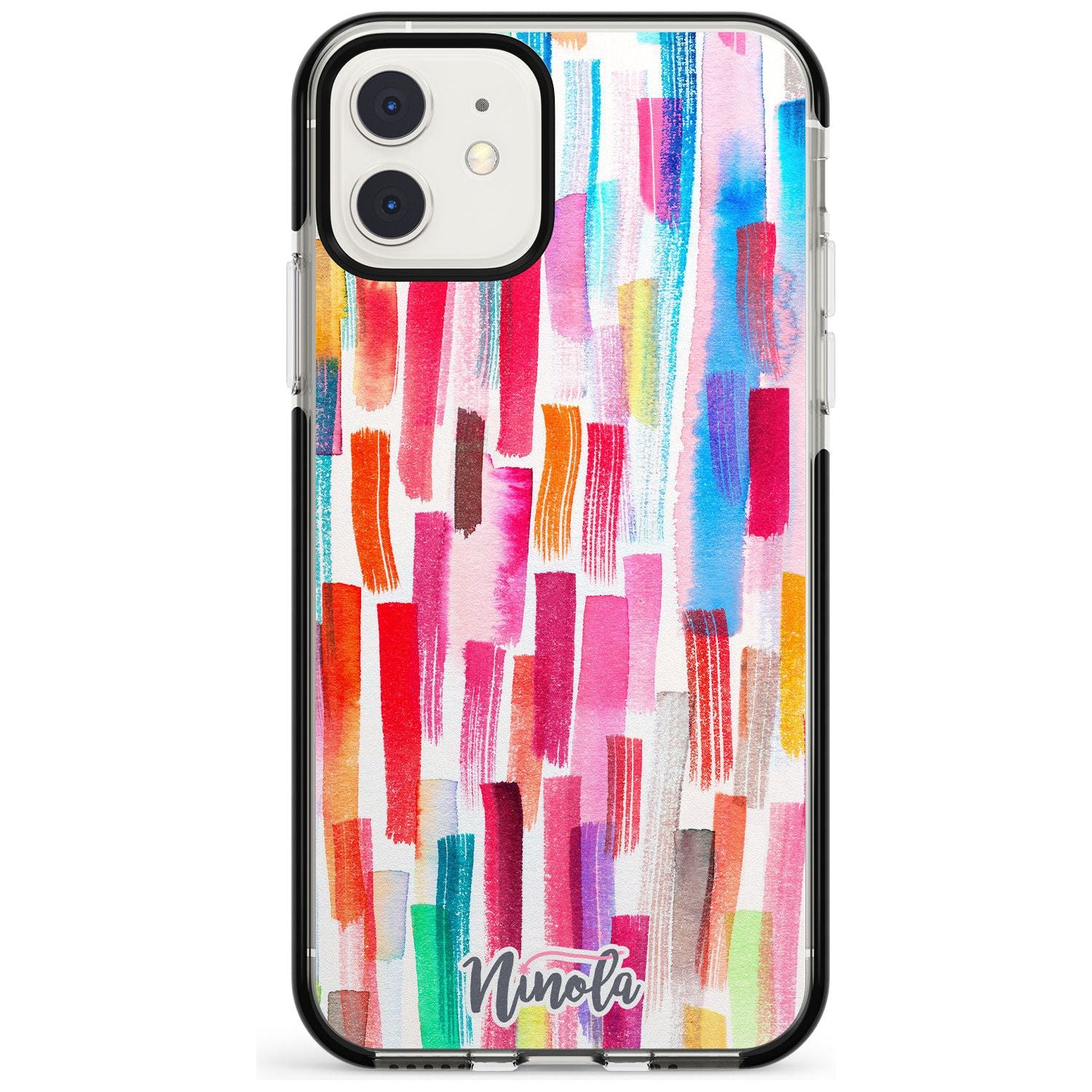 Colorful Brushstrokes Black Impact Phone Case for iPhone 11